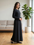 Button-Accent Modest Maxi Dress