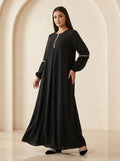 Embellished Placket Pleated Maxi Gown