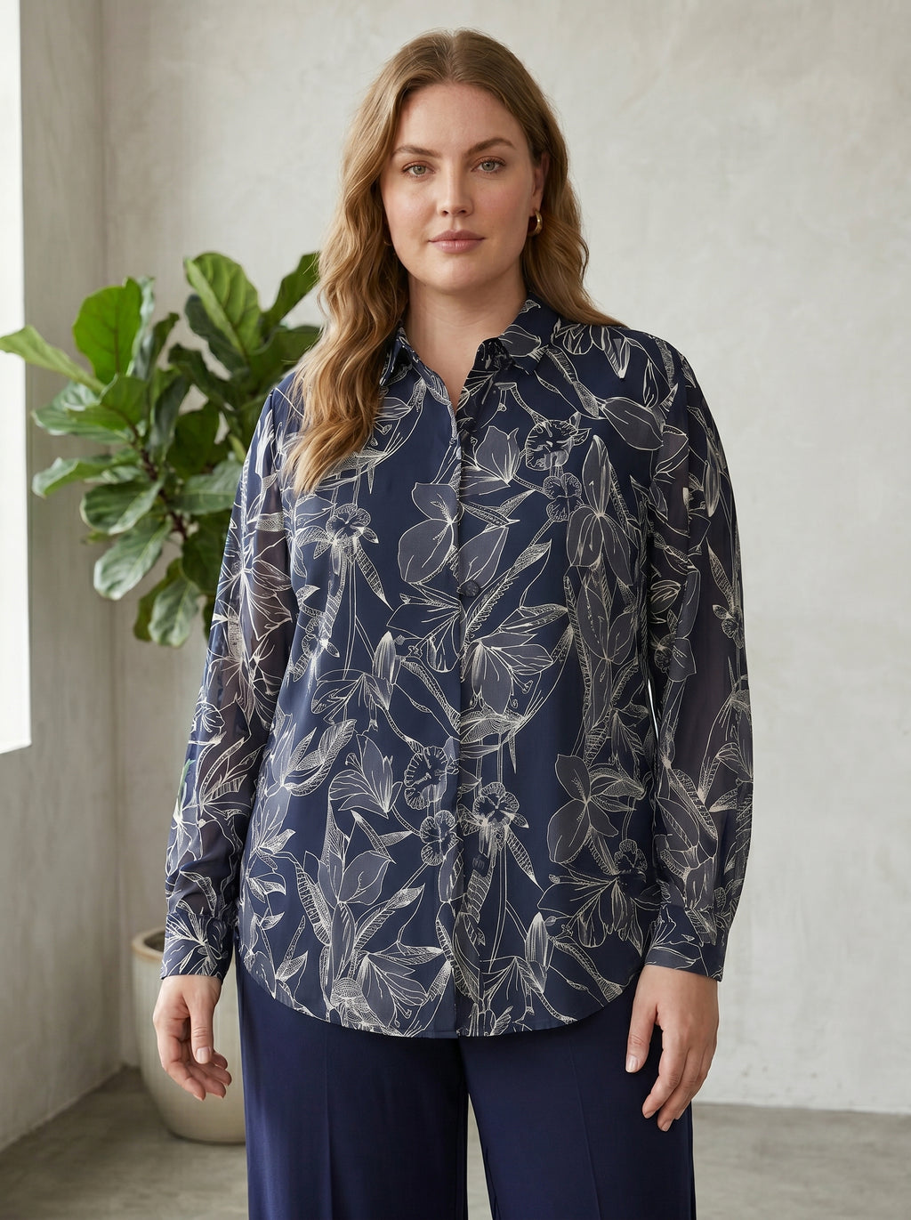 Classic Collared Line-Art Floral Matching Set