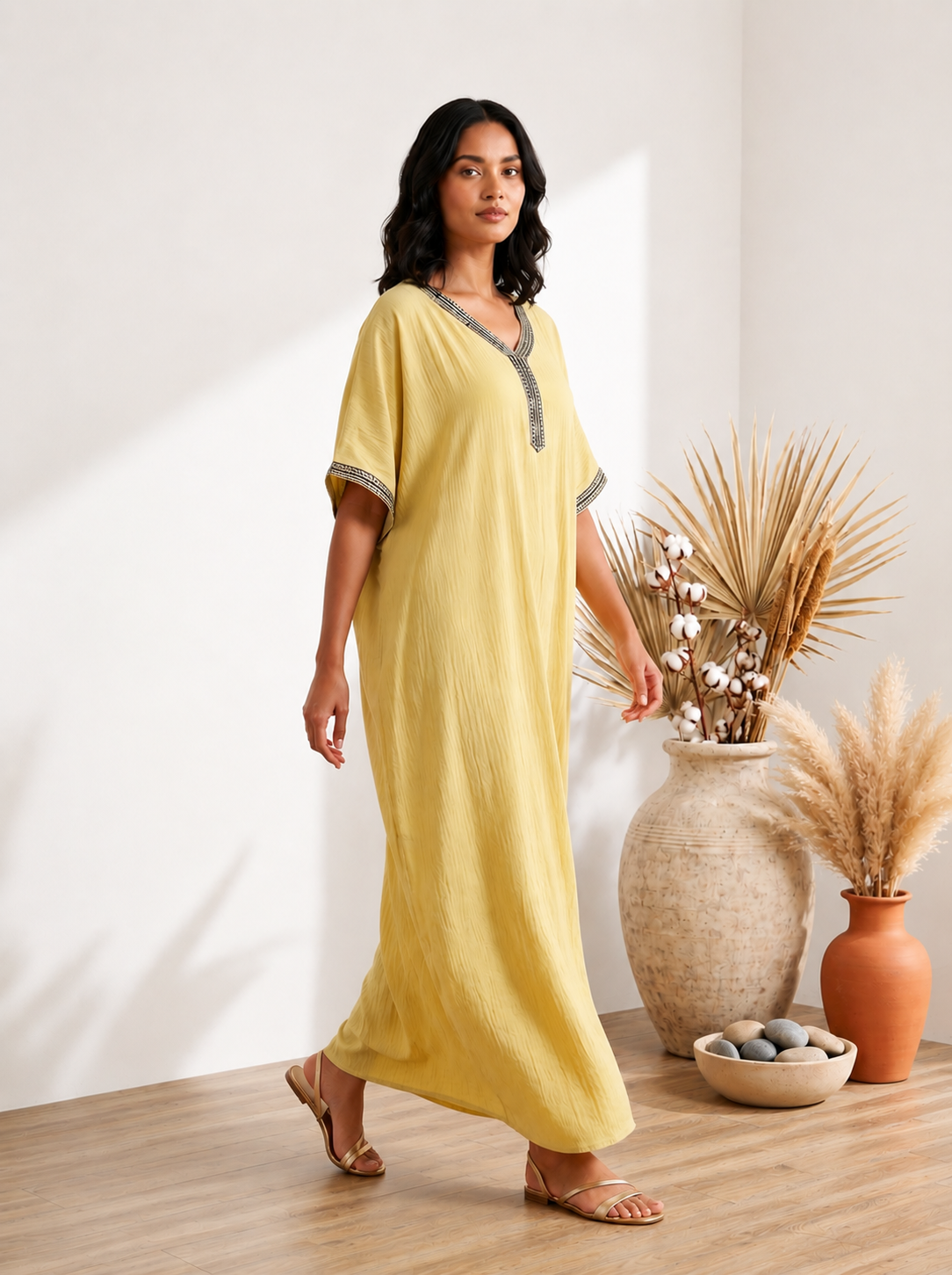 Premium Kaftan V neck on Lace