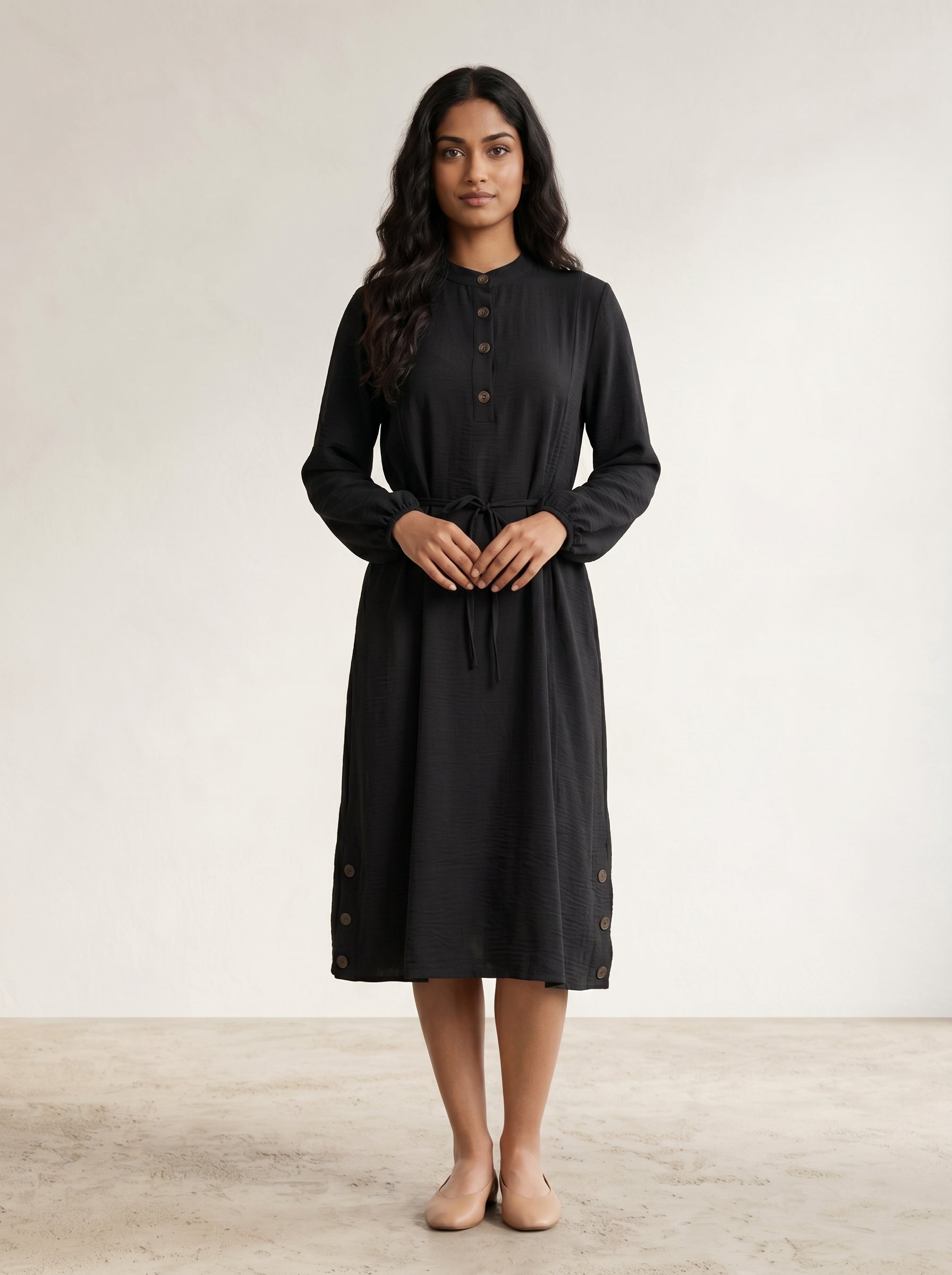 Mandarin Collar Buttoned Top