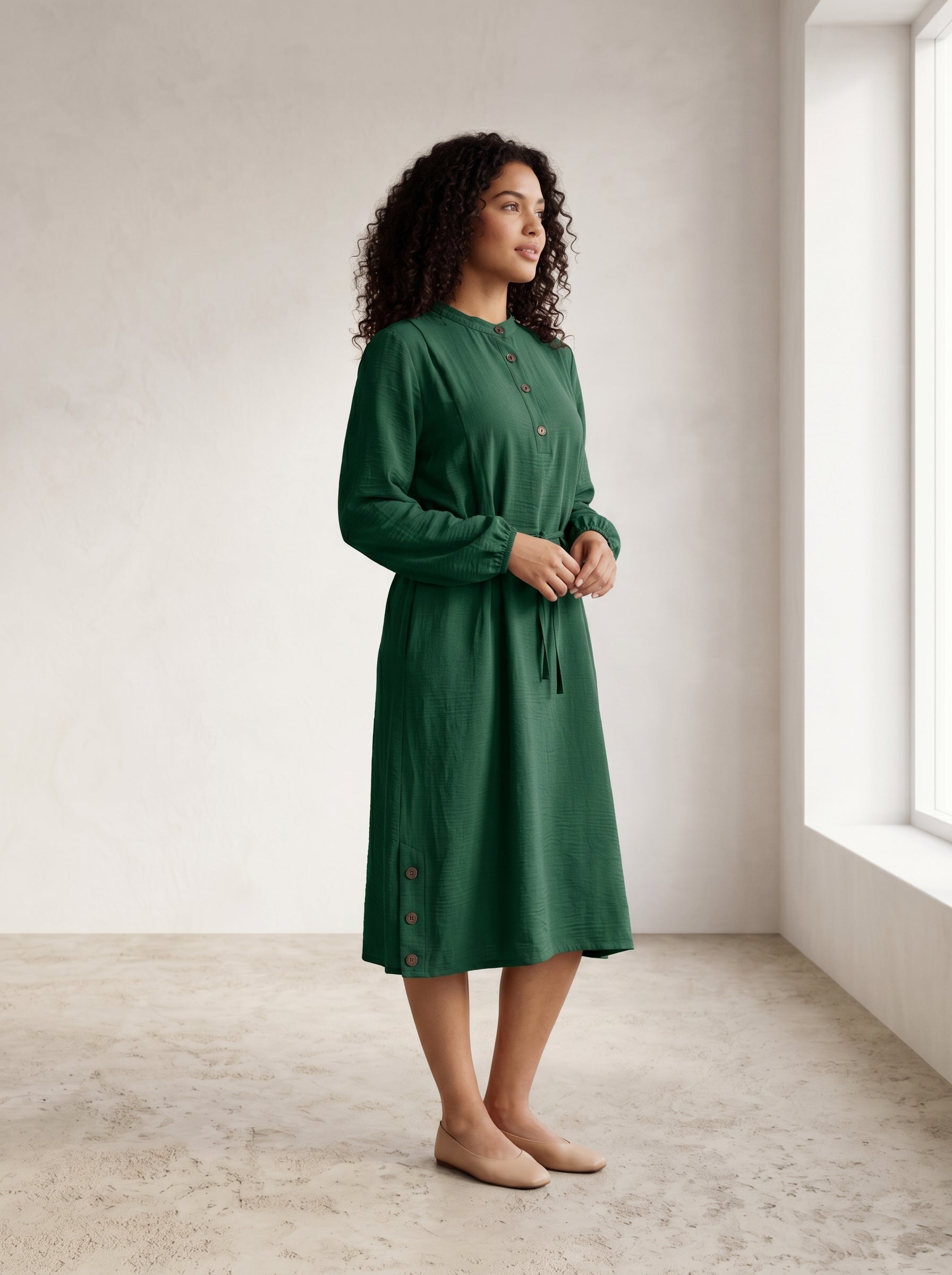 Mandarin Collar Buttoned Top