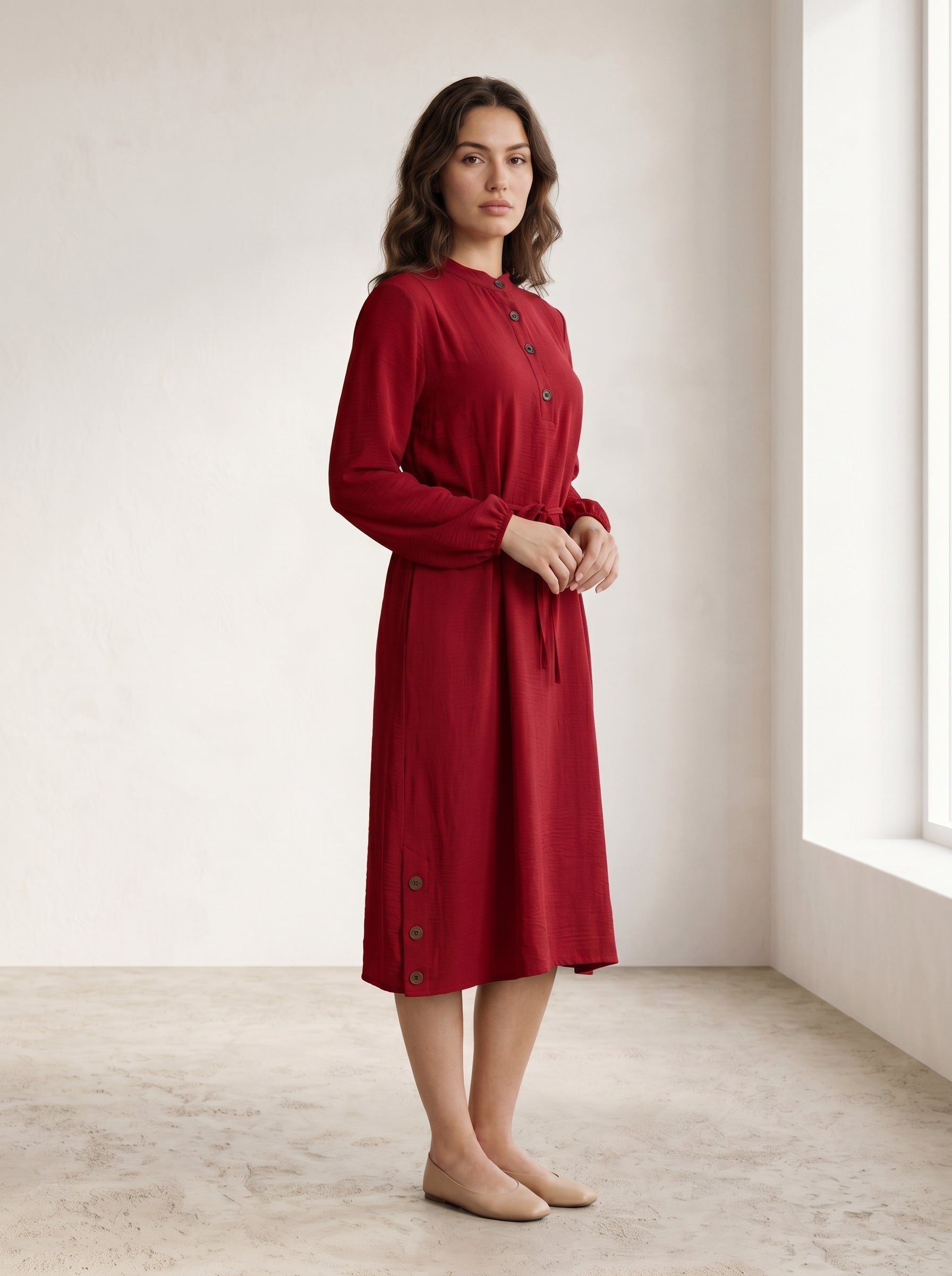 Mandarin Collar Buttoned Top