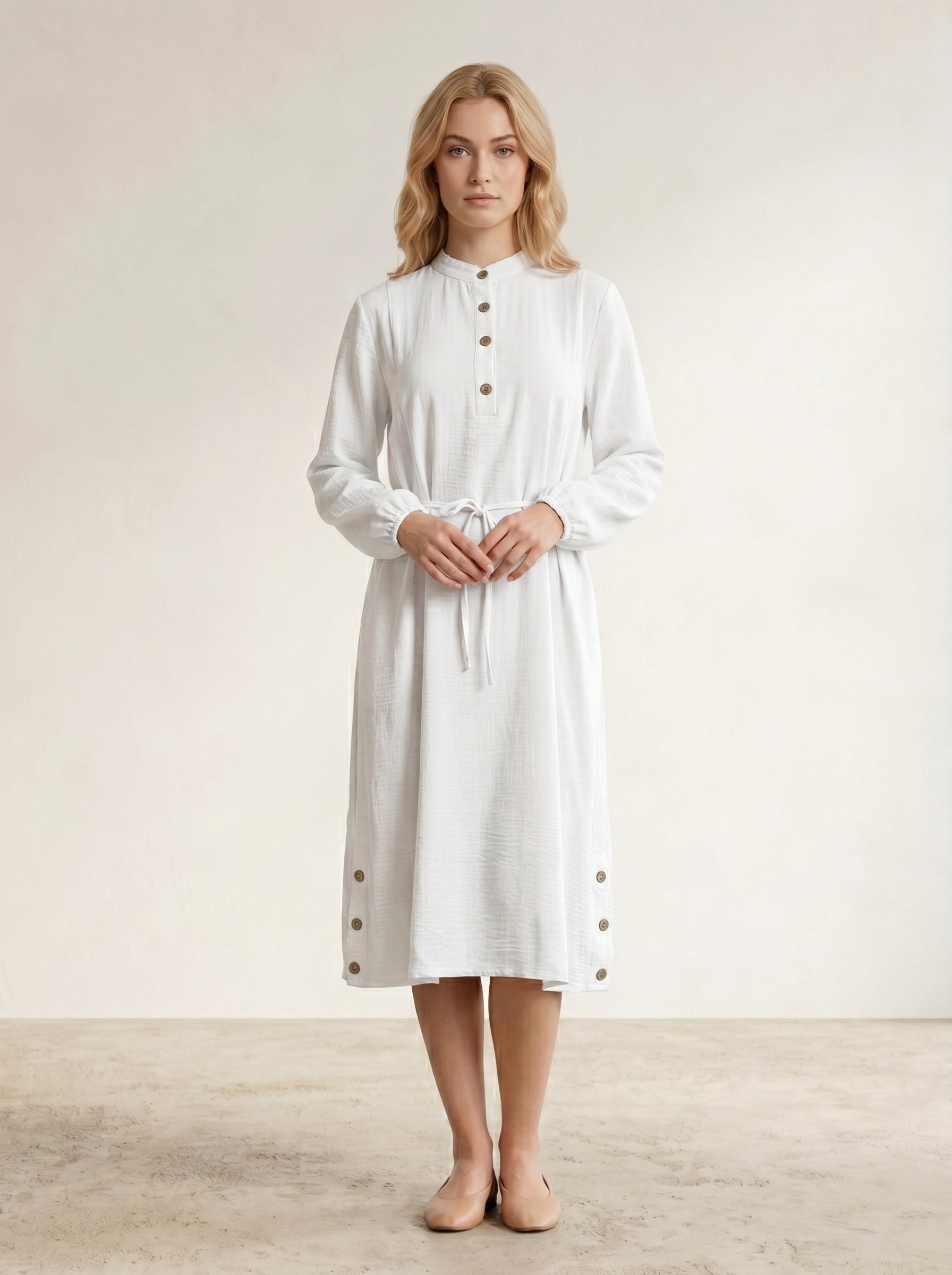 Mandarin Collar Buttoned Top