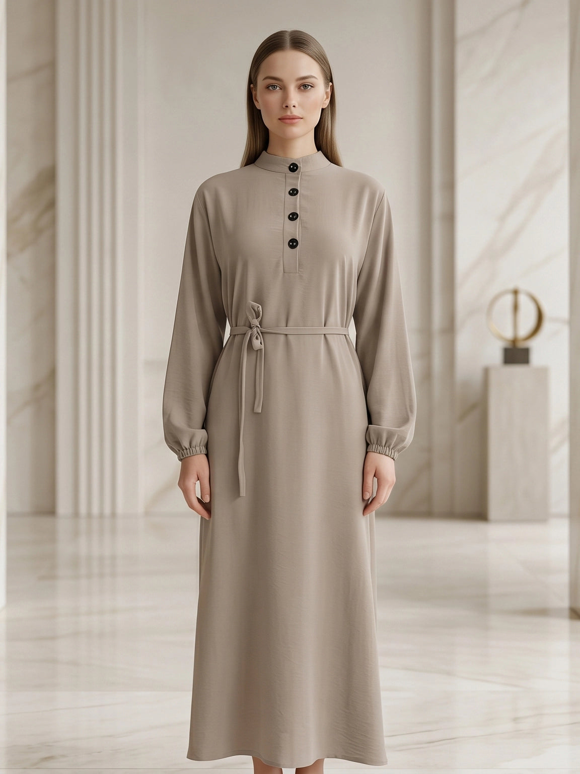Mandarin Collar Buttoned Top