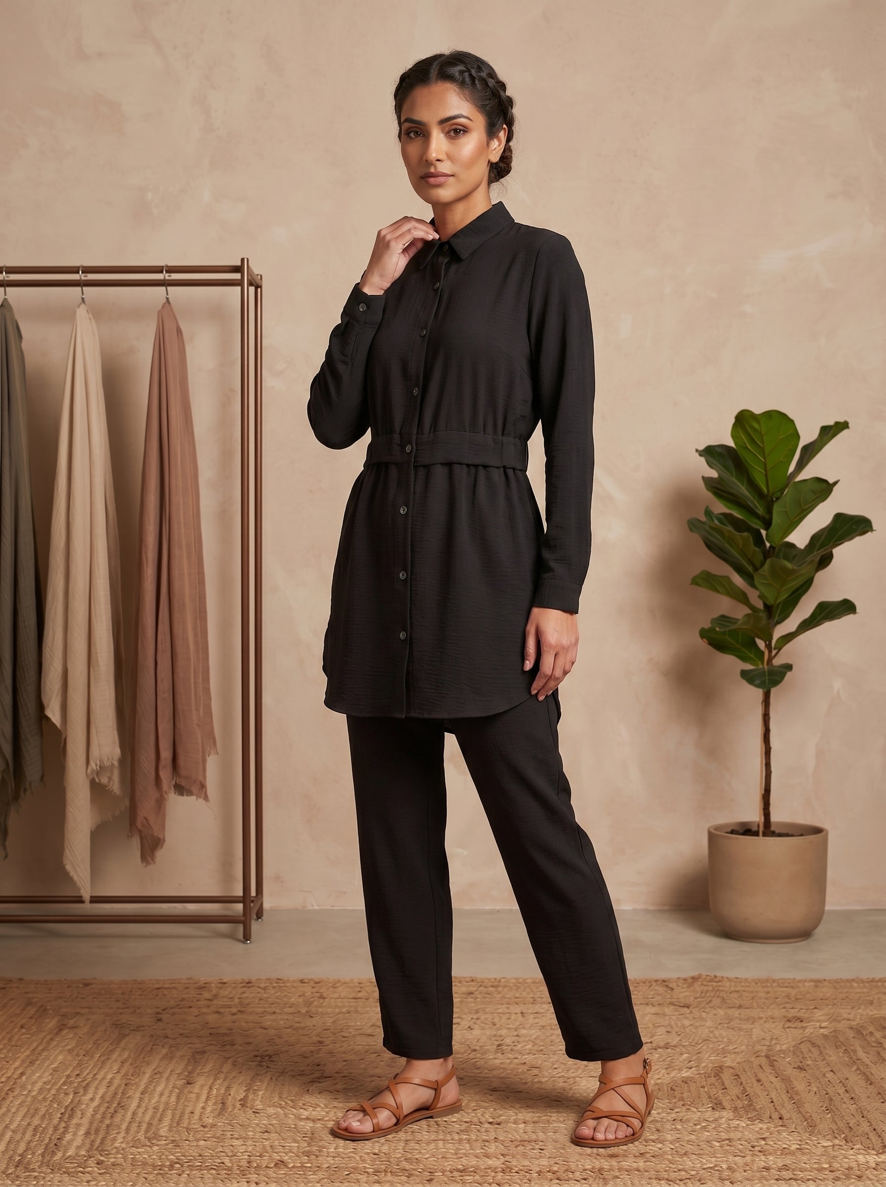Classic Collared Long Sleeve Shirt Tunic