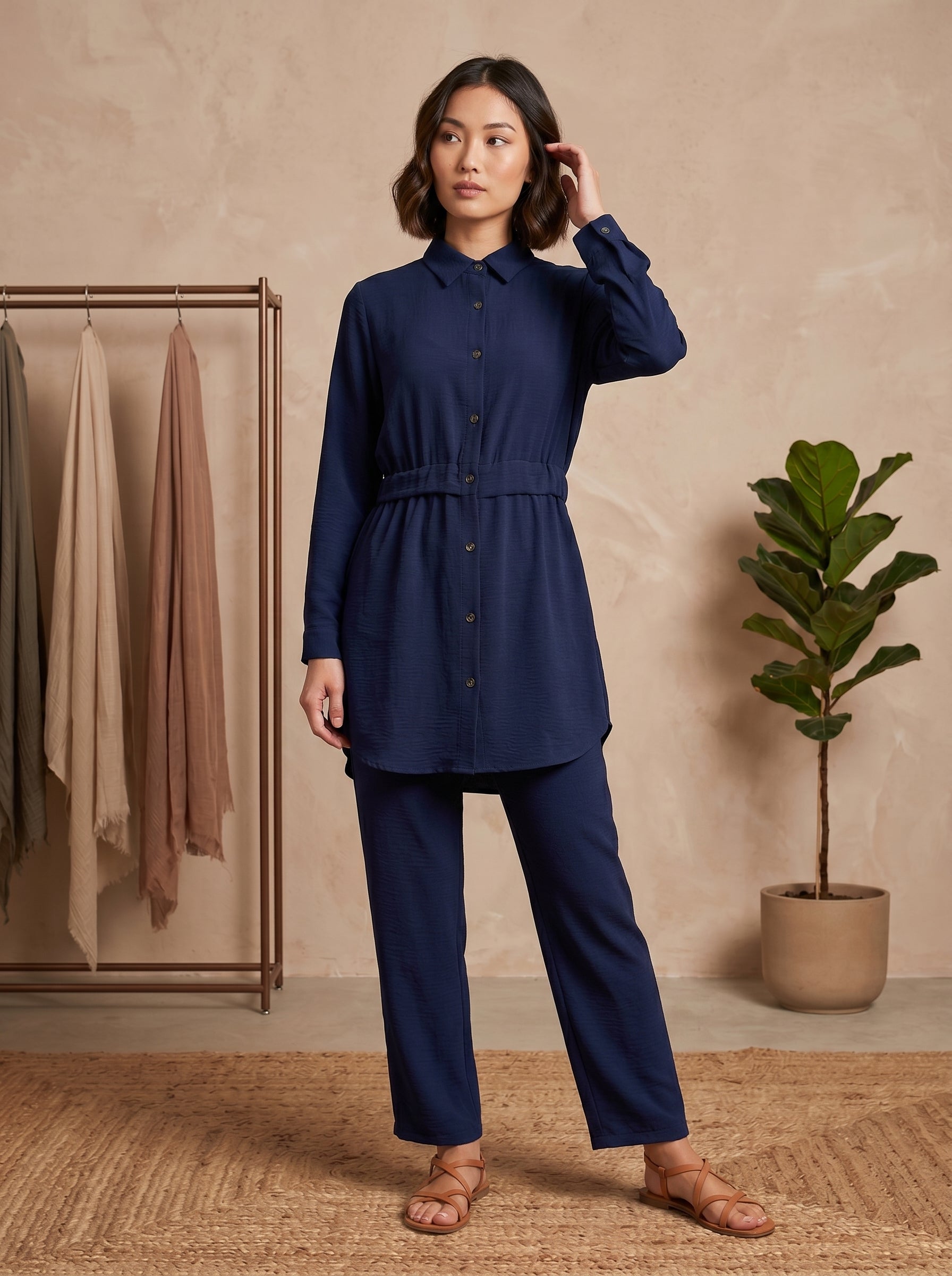 Classic Collared Long Sleeve Shirt Tunic