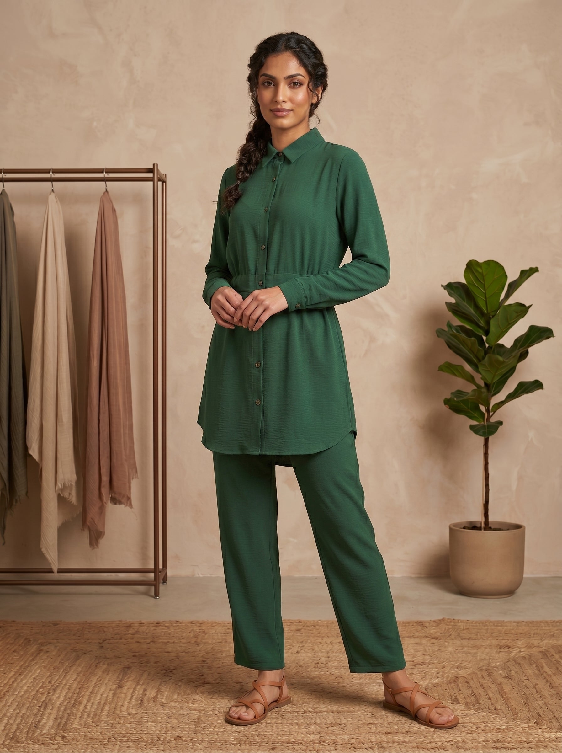 Classic Collared Long Sleeve Shirt Tunic