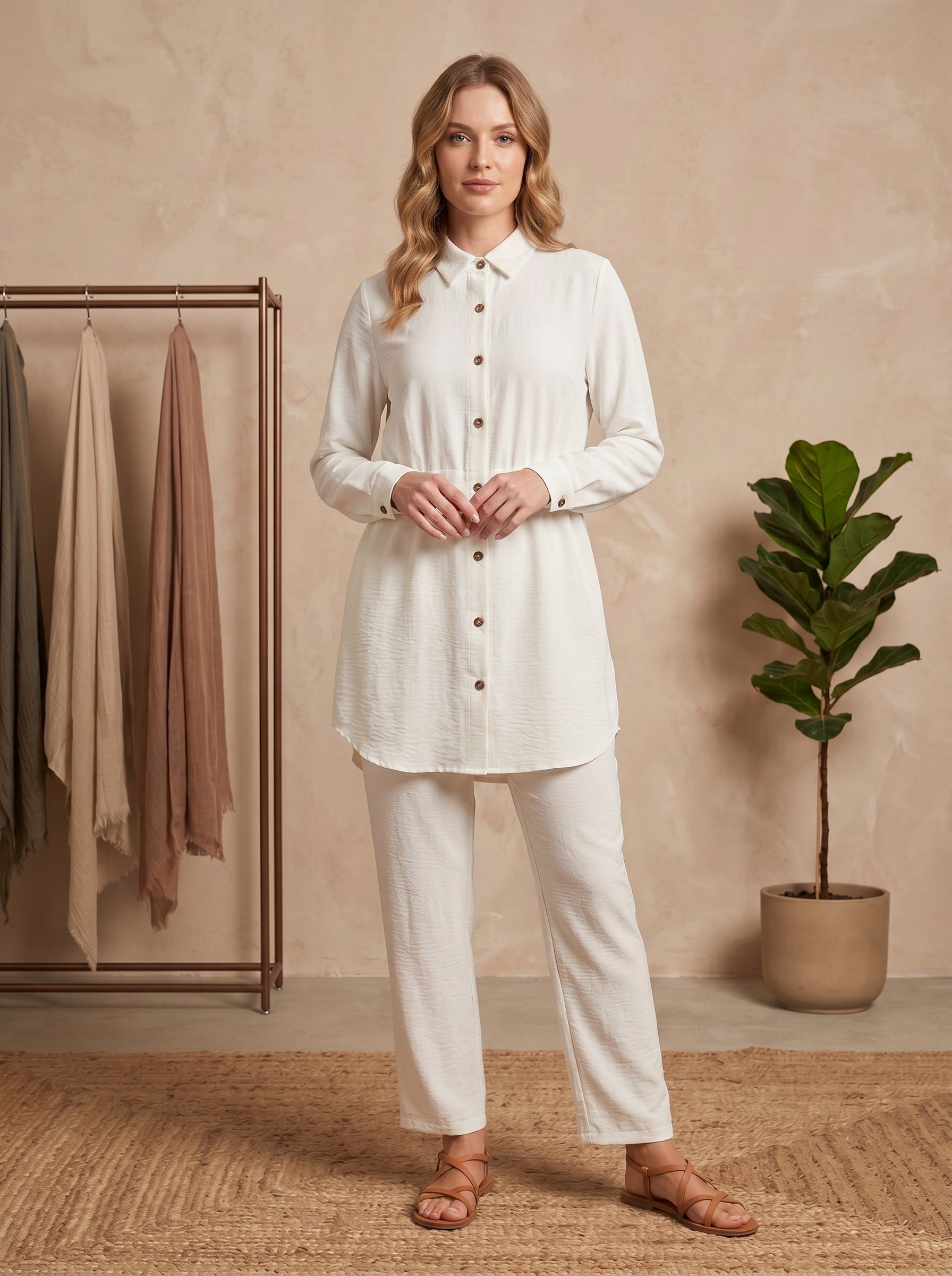 Classic Collared Long Sleeve Shirt Tunic