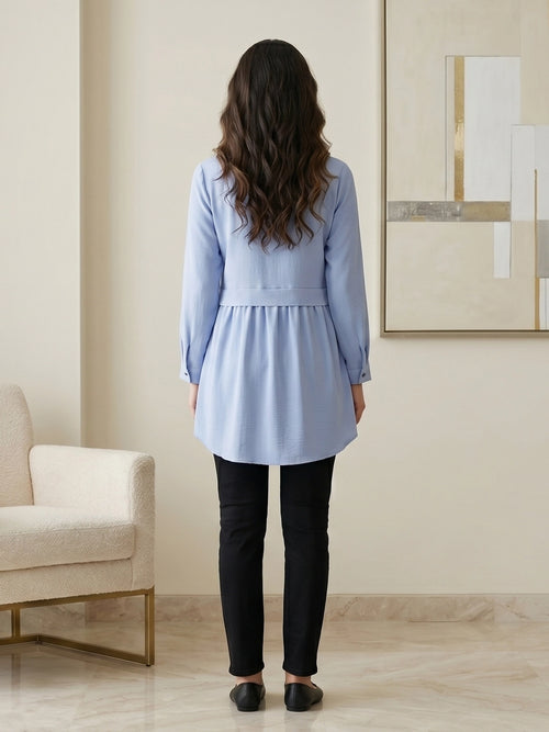 Classic Collared Long Sleeve Shirt Tunic