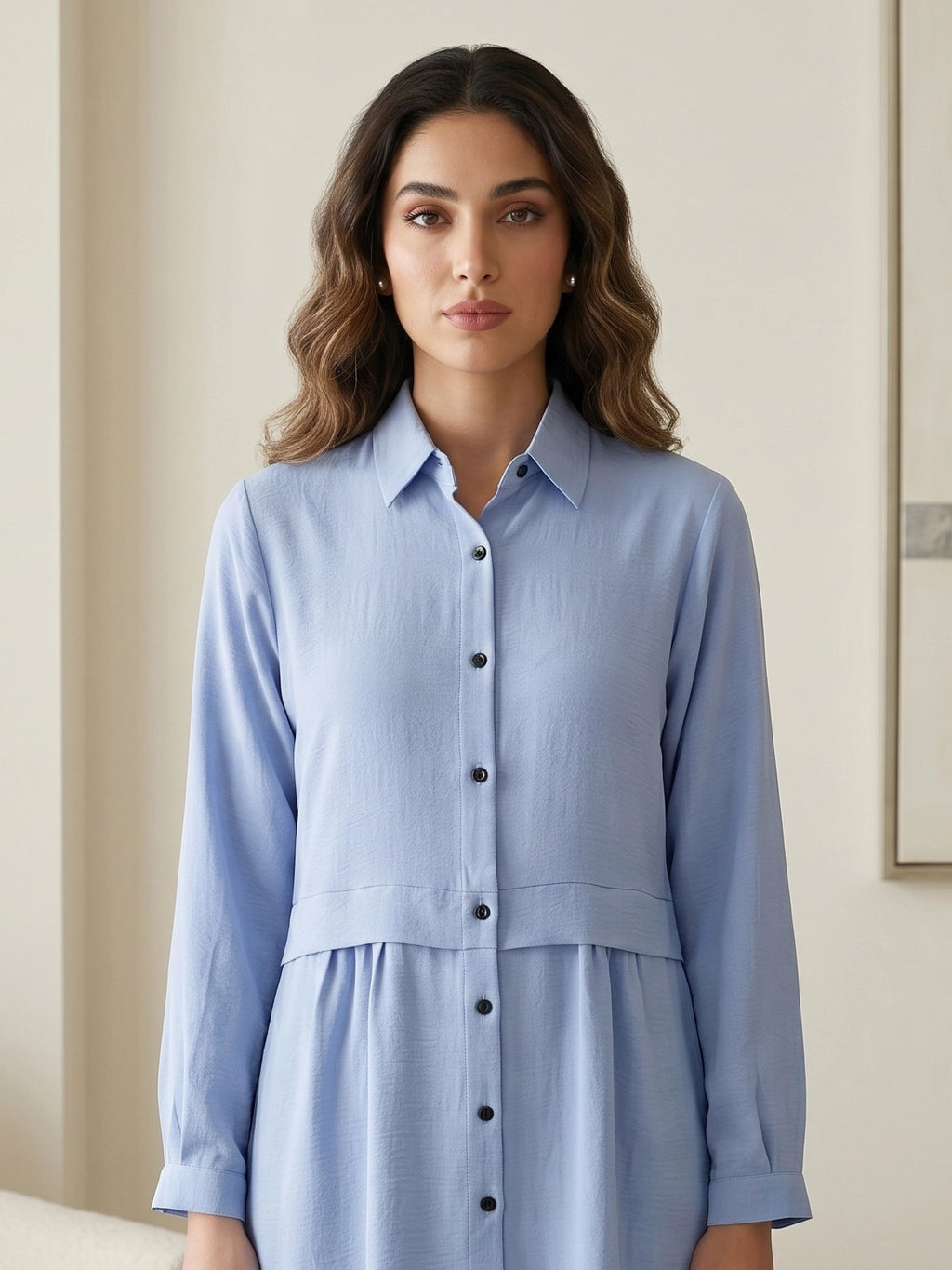 Classic Collared Long Sleeve Shirt Tunic