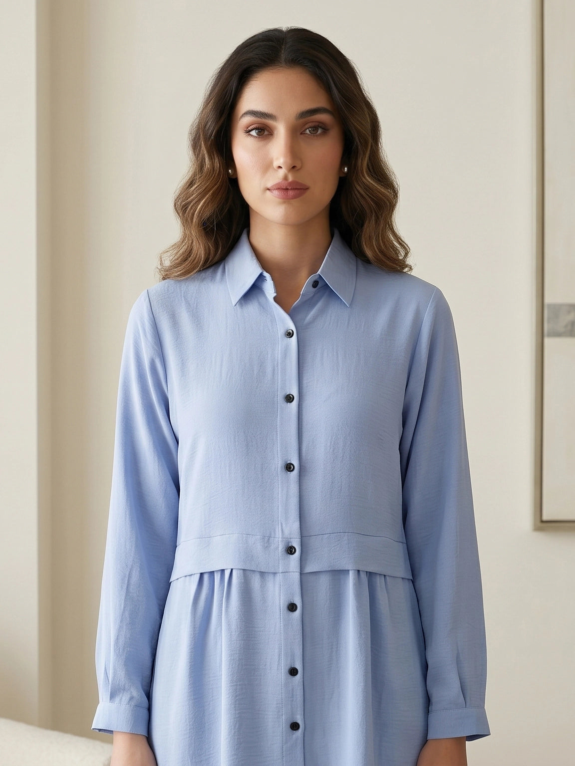 Classic Collared Long Sleeve Shirt Tunic