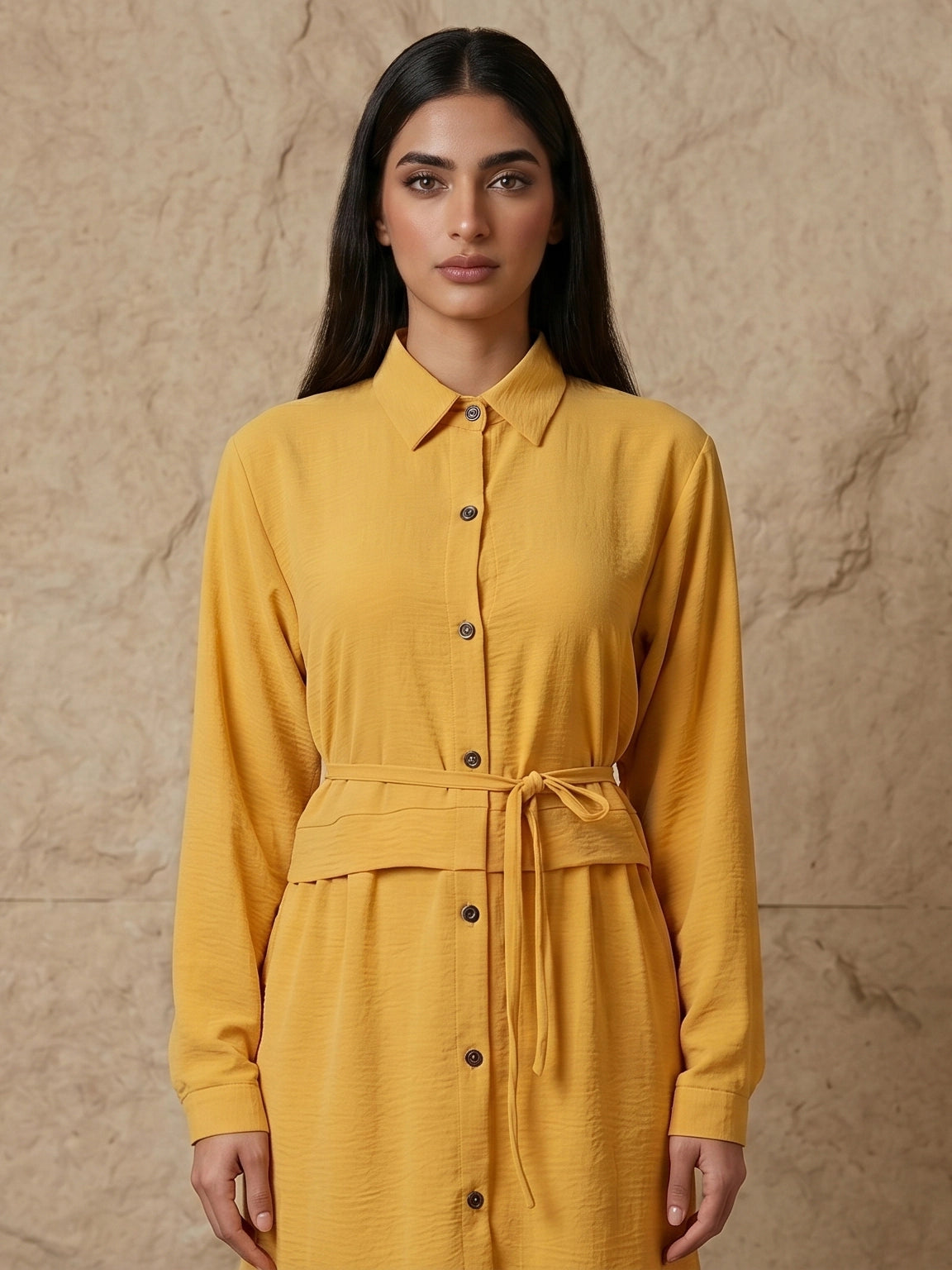 Classic Collared Long Sleeve Two-Piece Set