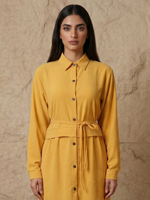 Classic Collared Long Sleeve Two-Piece Set