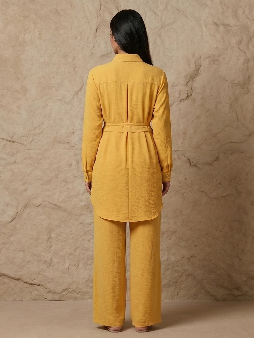 Classic Collared Long Sleeve Two-Piece Set