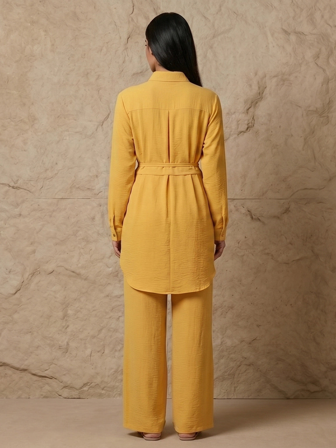 Classic Collared Long Sleeve Two-Piece Set