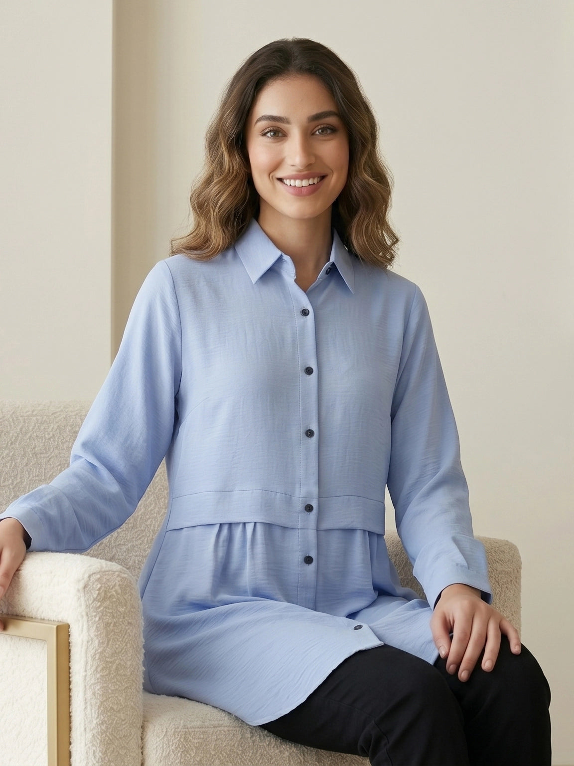 Classic Collared Long Sleeve Shirt Tunic