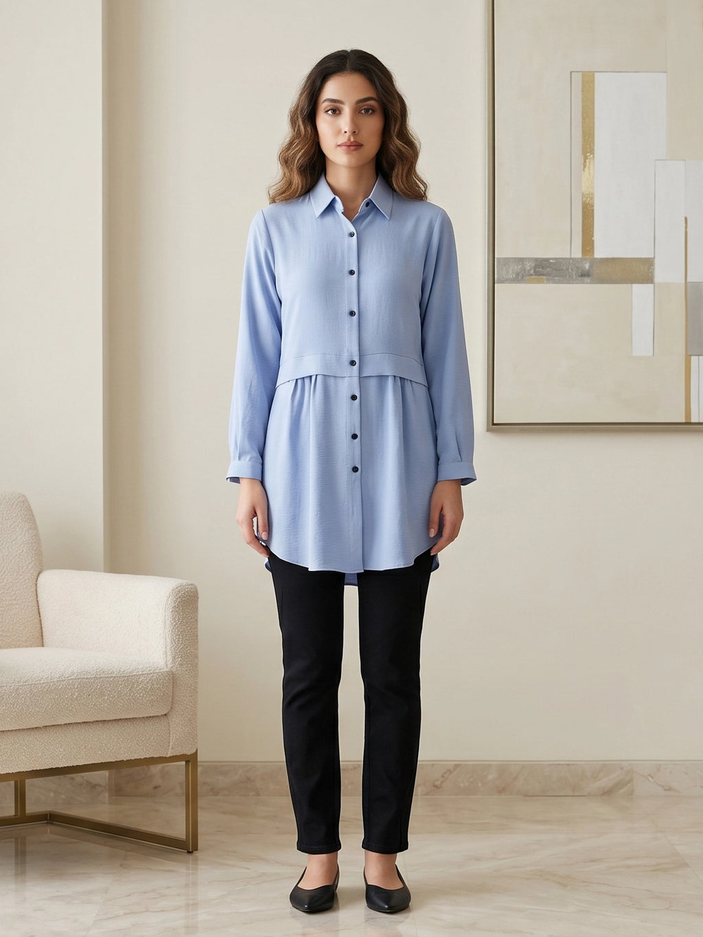 Classic Collared Long Sleeve Shirt Tunic