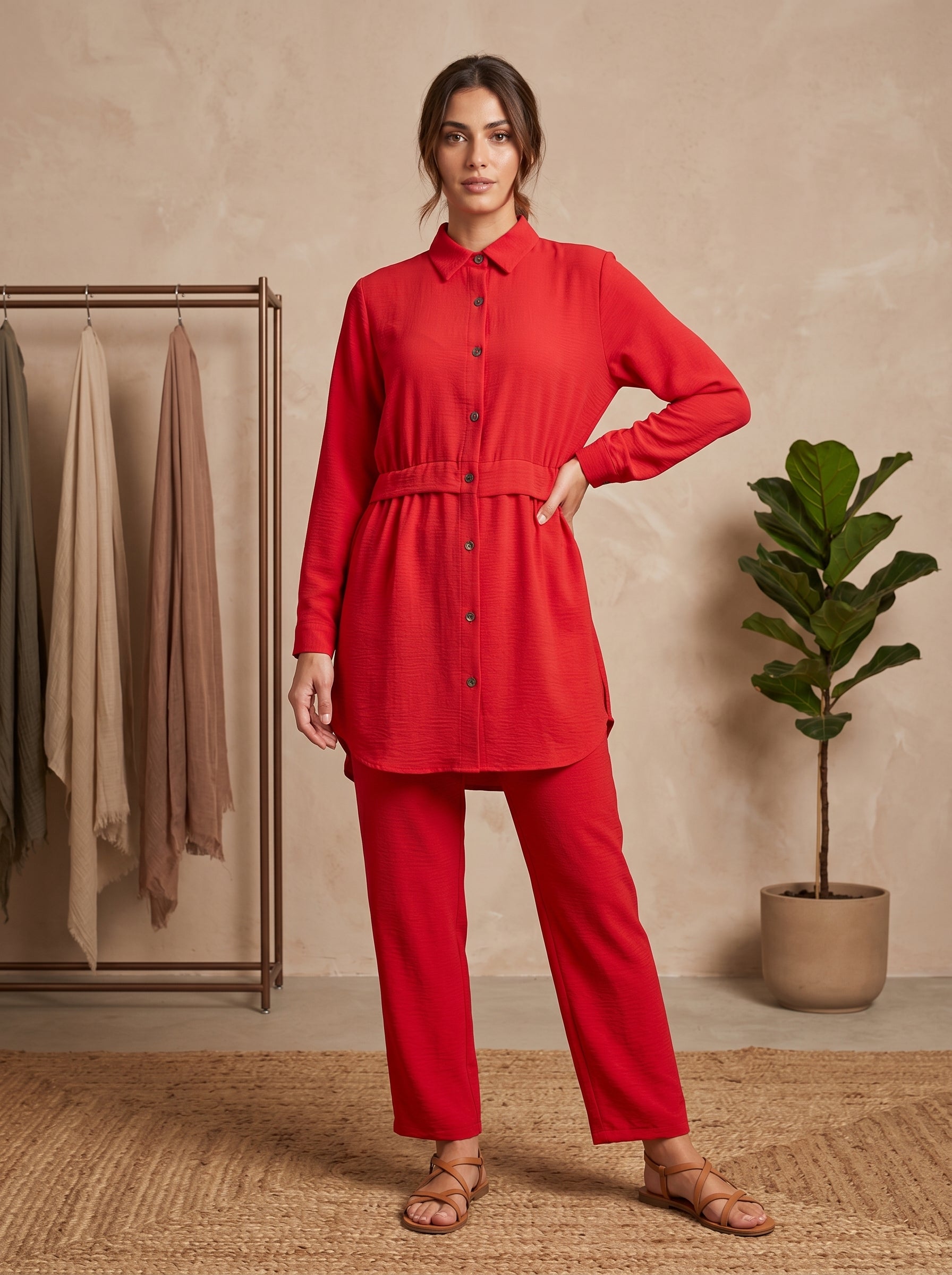 Long Sleeve Two-Piece Set | Classic Collared