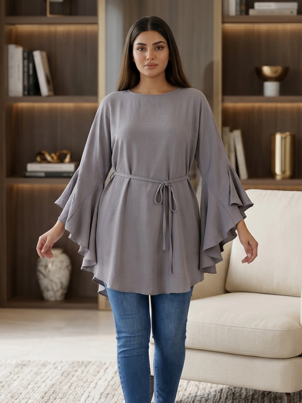 Minimalist Round-Neck Tunic Top