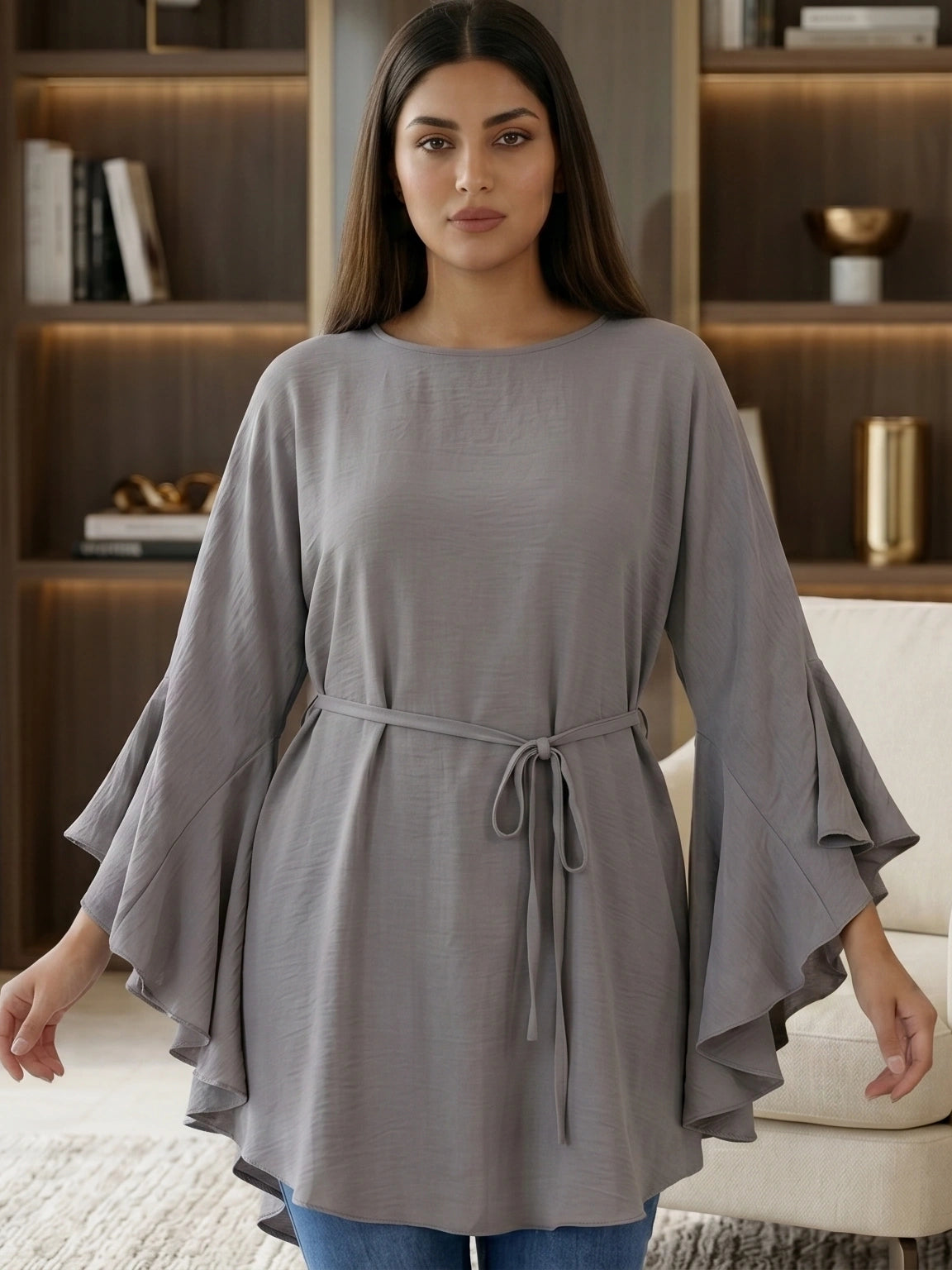 Minimalist Round-Neck Tunic Top