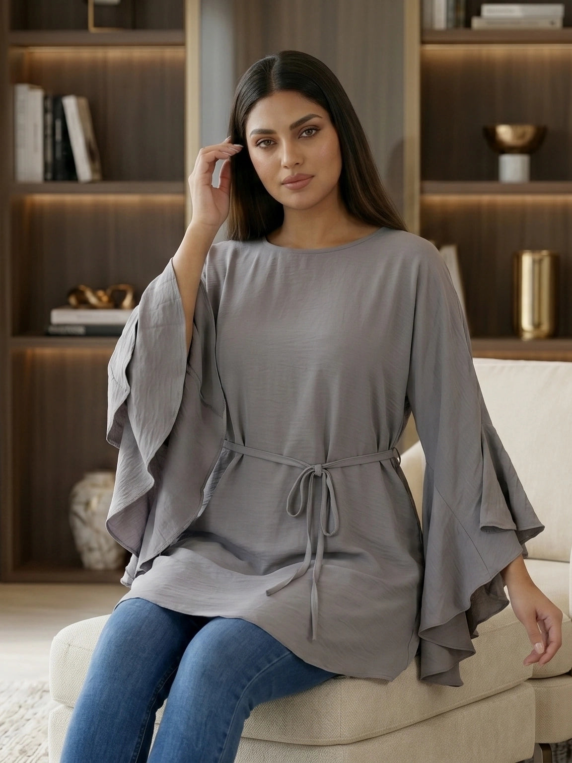 Minimalist Round-Neck Tunic Top