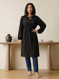 Tie-Neck Tassel Tunic Top