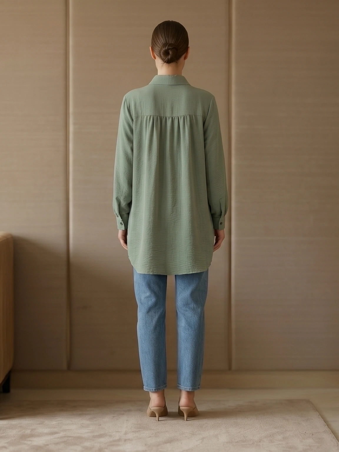 Elegant Curved Hem Tunic Shirt