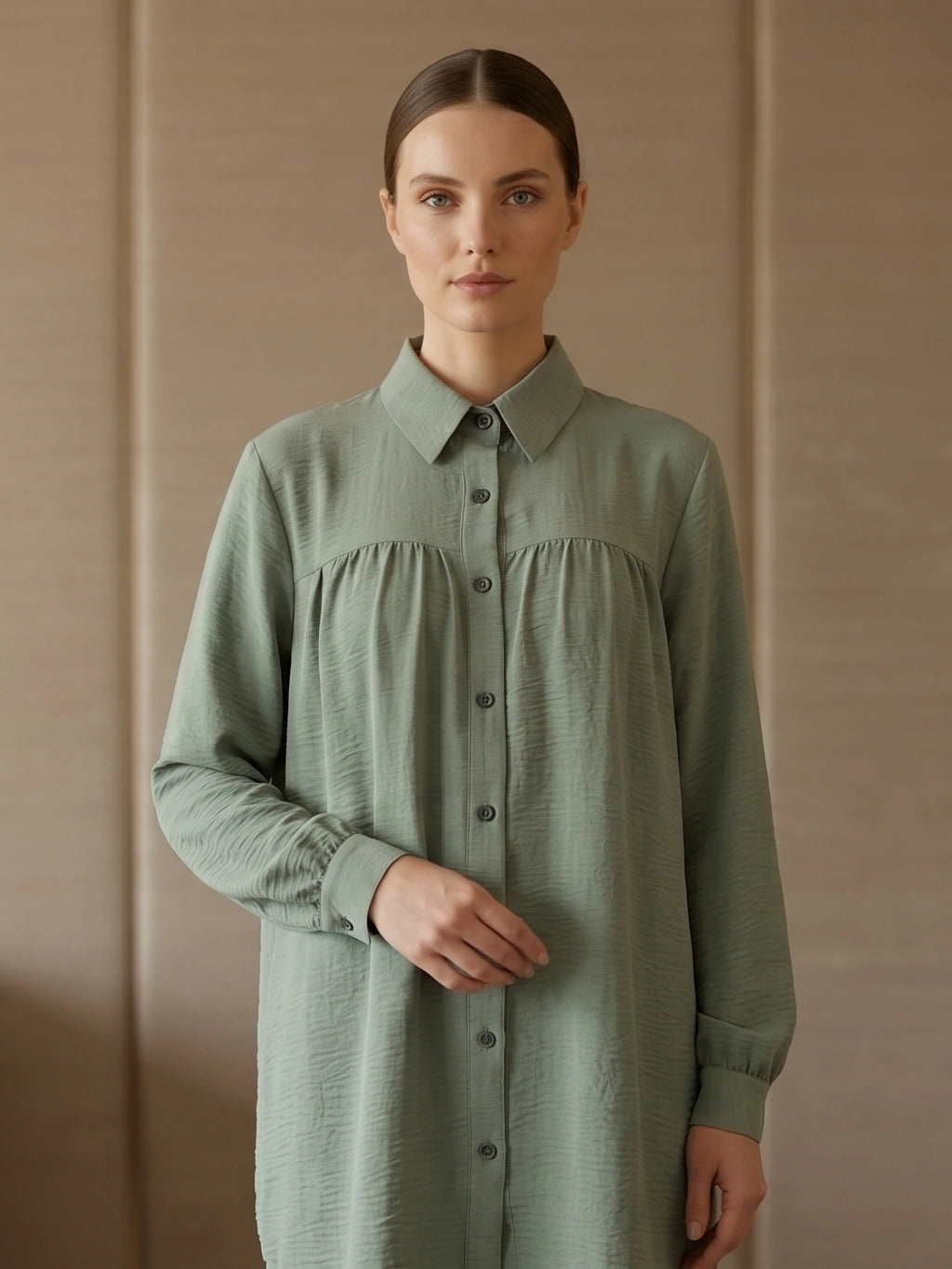Elegant Curved Hem Tunic Shirt