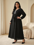 Embellished V-Neck Tie-Waist Jalabiya