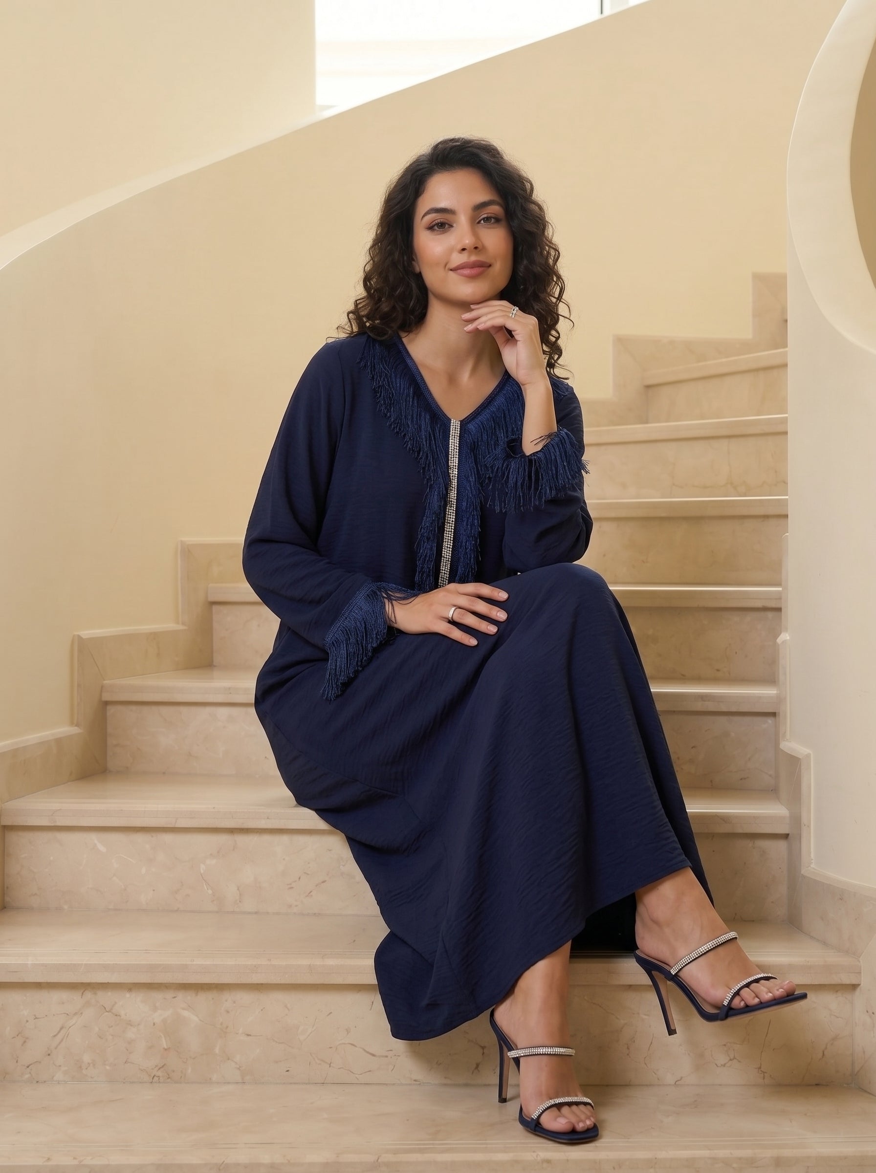 Medina Elegant Crinkle Crepe Jalabiya