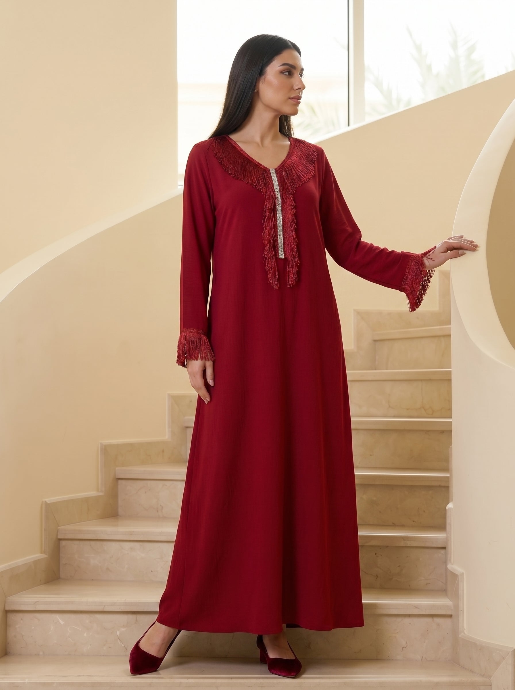 Medina Elegant Crinkle Crepe Jalabiya