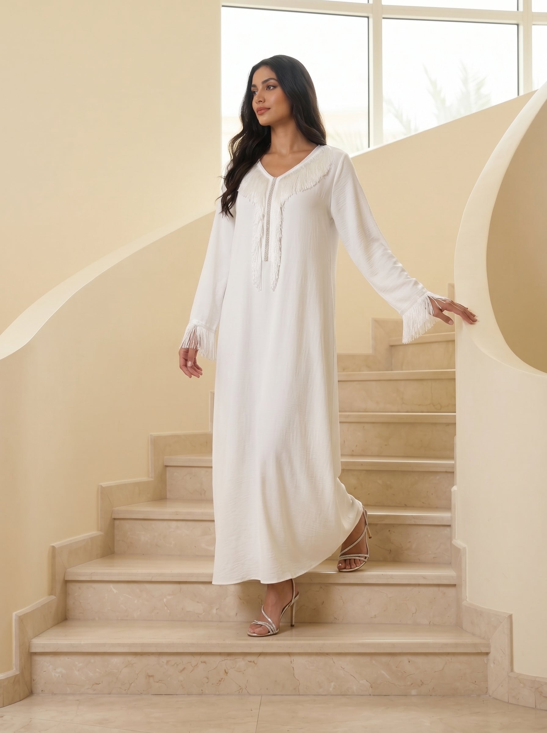 Medina Elegant Crinkle Crepe Jalabiya
