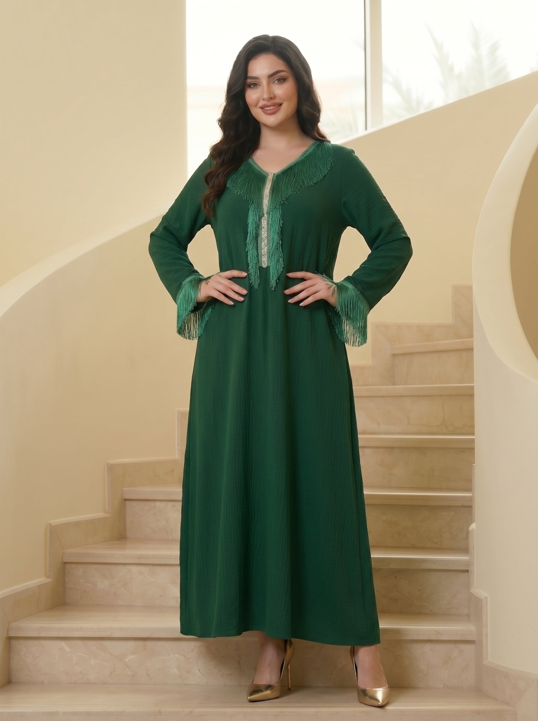 Medina Elegant Crinkle Crepe Jalabiya