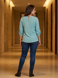 Elegant Button-Accent 3/4 Sleeve Blouse