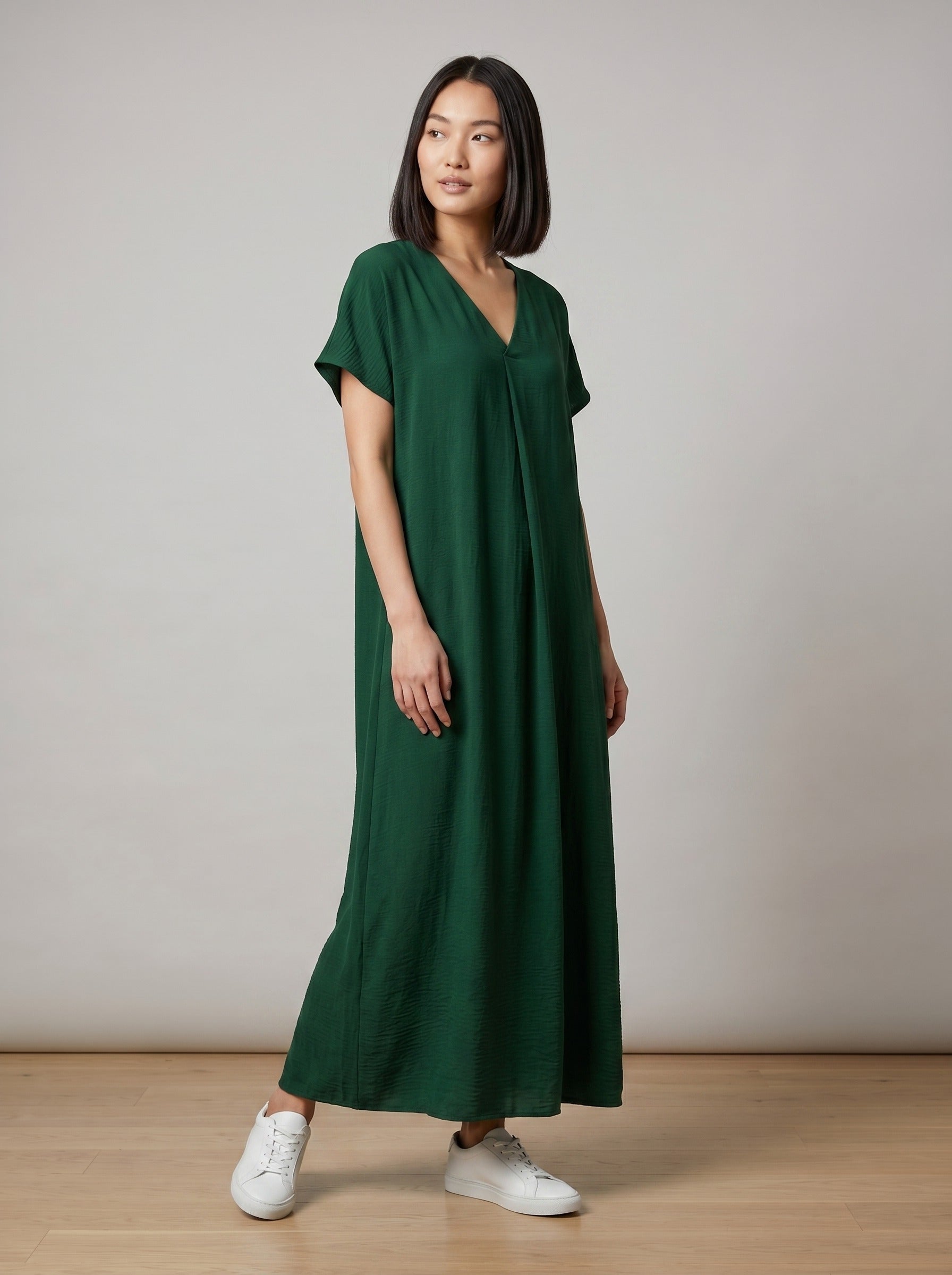 Pure Comfort Pleated Shift Dress