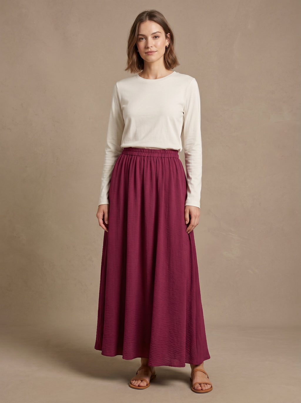 Daily Comfort Crepe Long Skirt