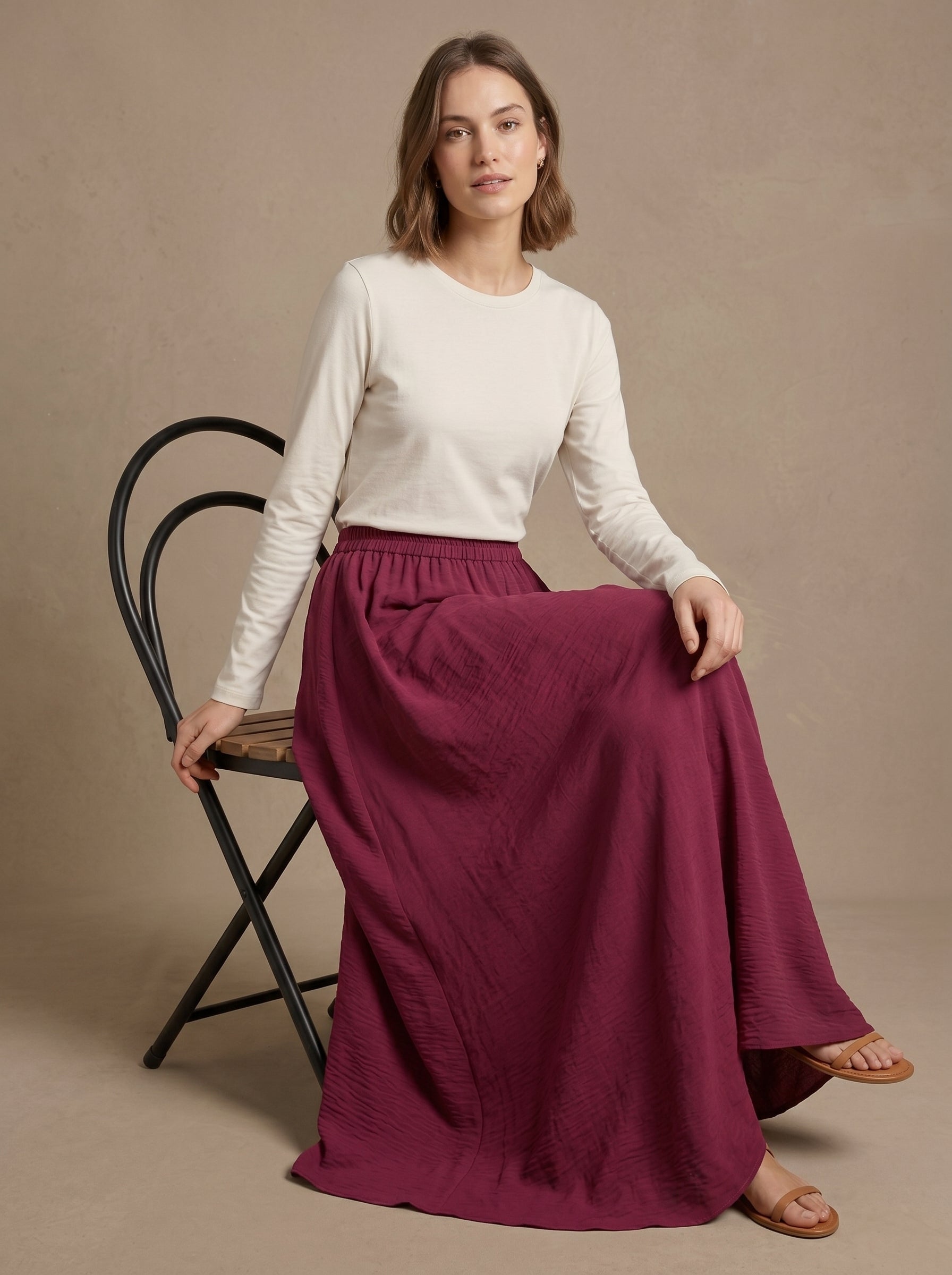 Daily Comfort Crepe Long Skirt