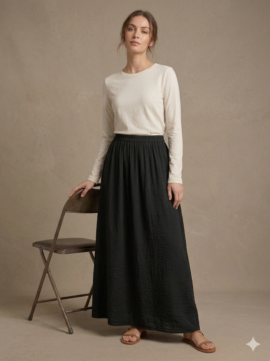 Daily Comfort Crepe Long Skirt