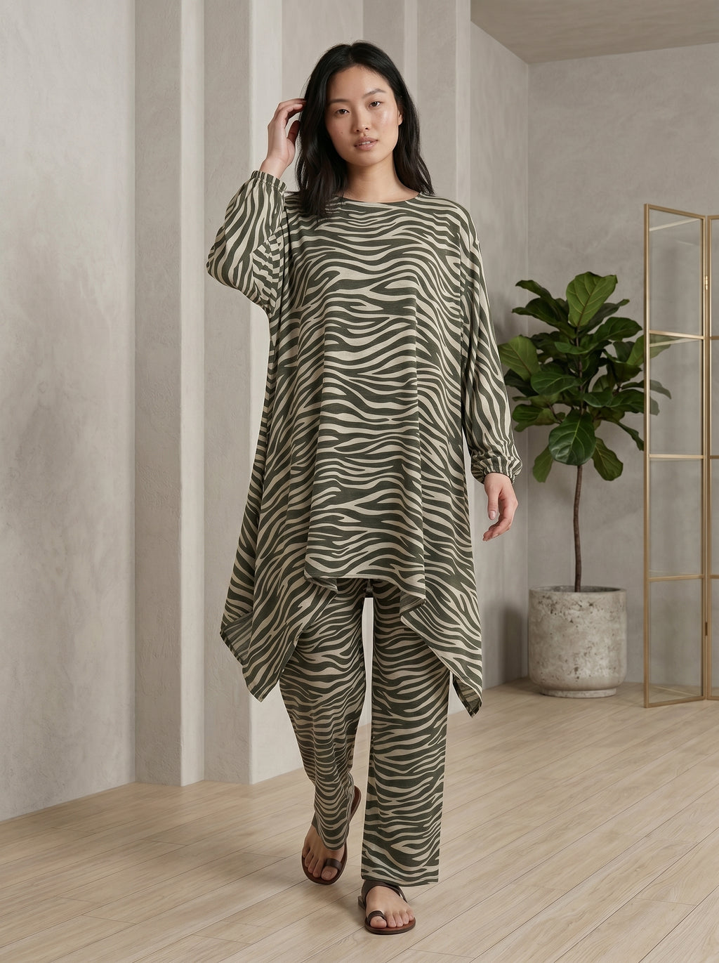Minimalist Printed Tunic & Trousers