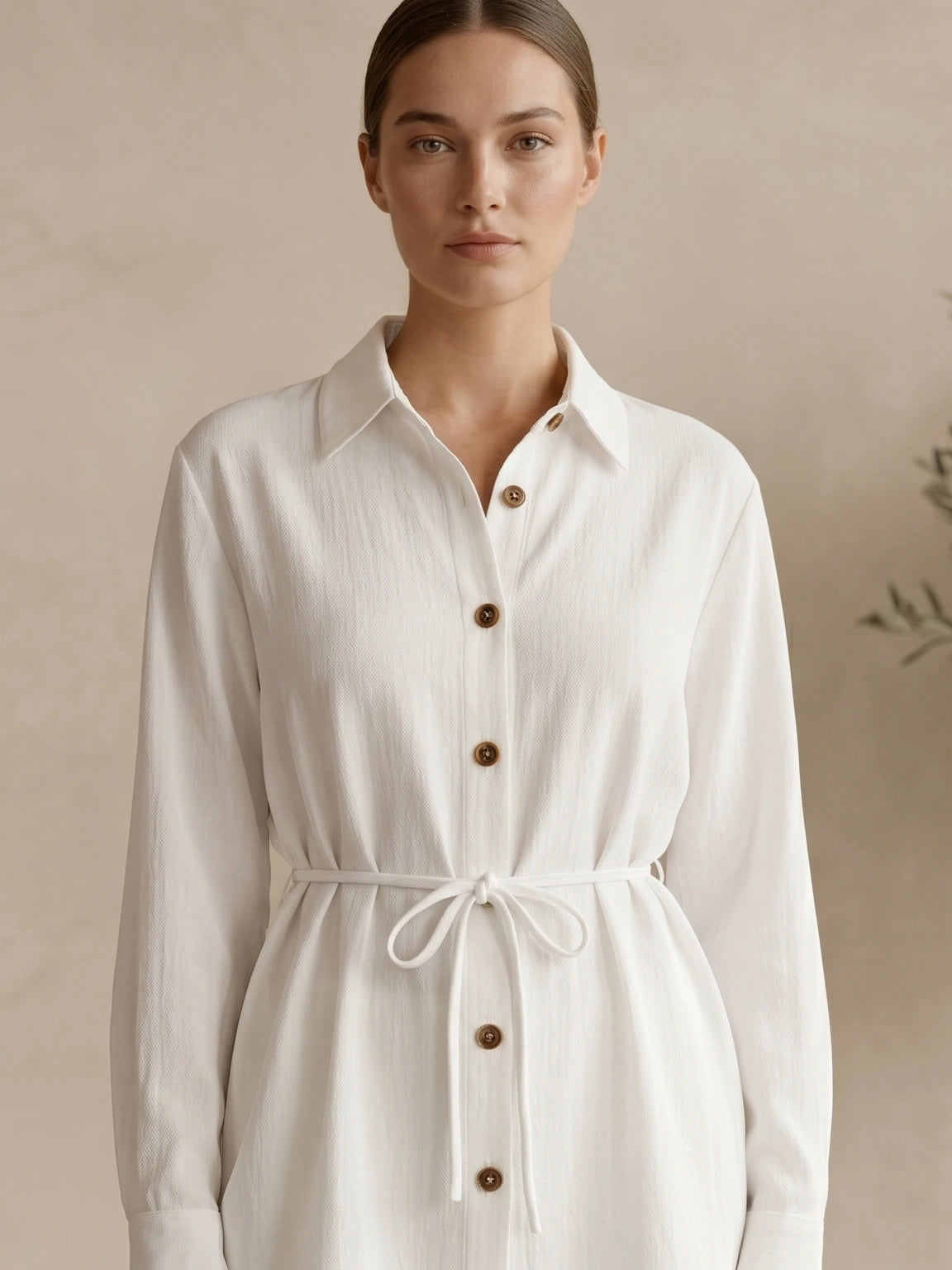 Classic Collared Long Sleeve Two-Piece Set