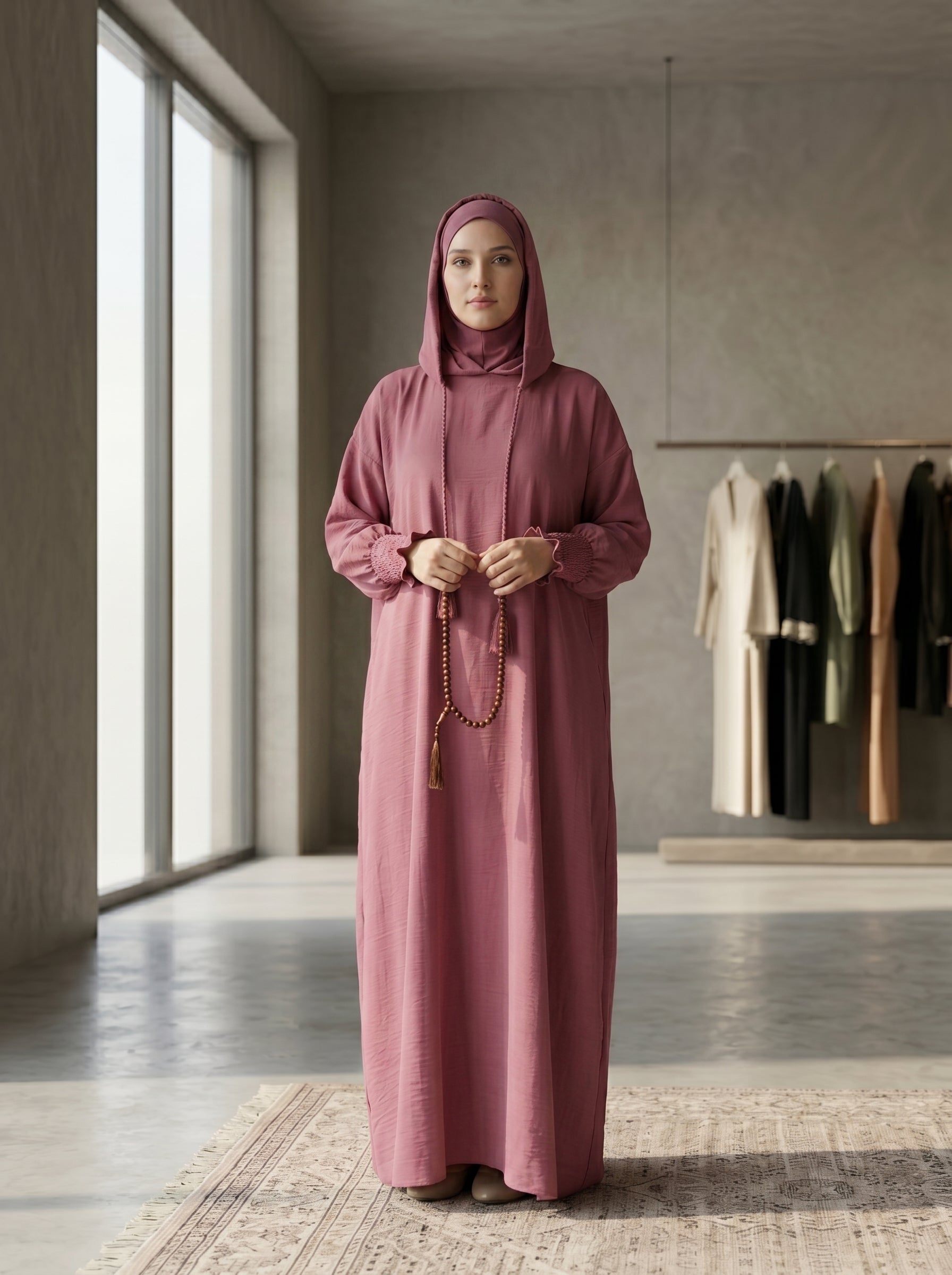 Hooded Abaya Long Sleeve on elestic