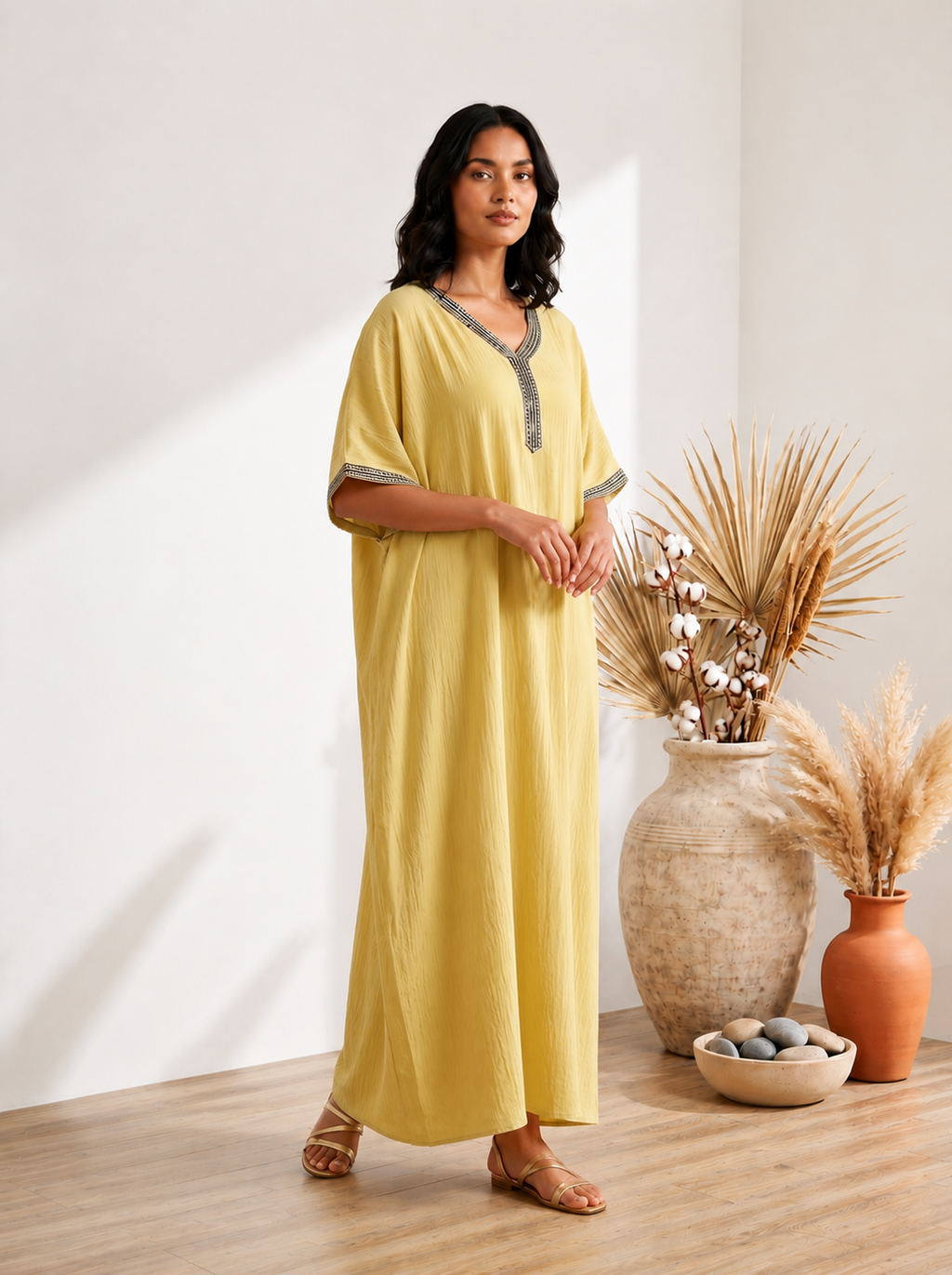 Premium Kaftan V neck on Lace