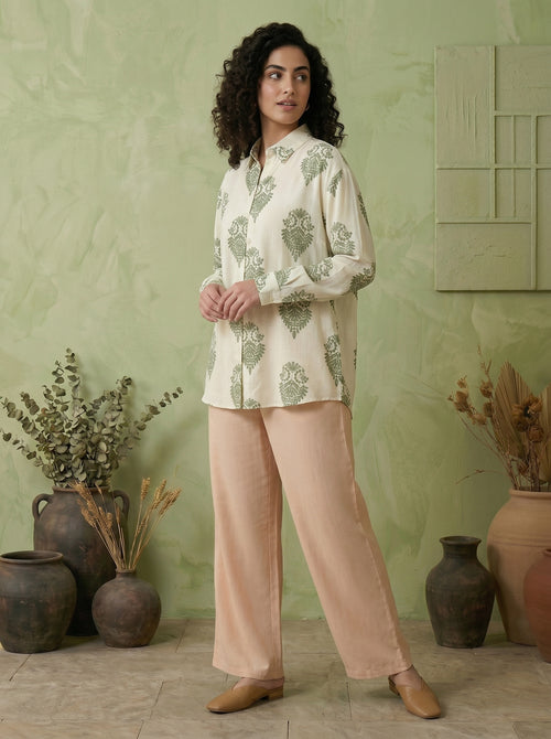 Graceful Oasis Tailored Wide-Leg Tunic Set
