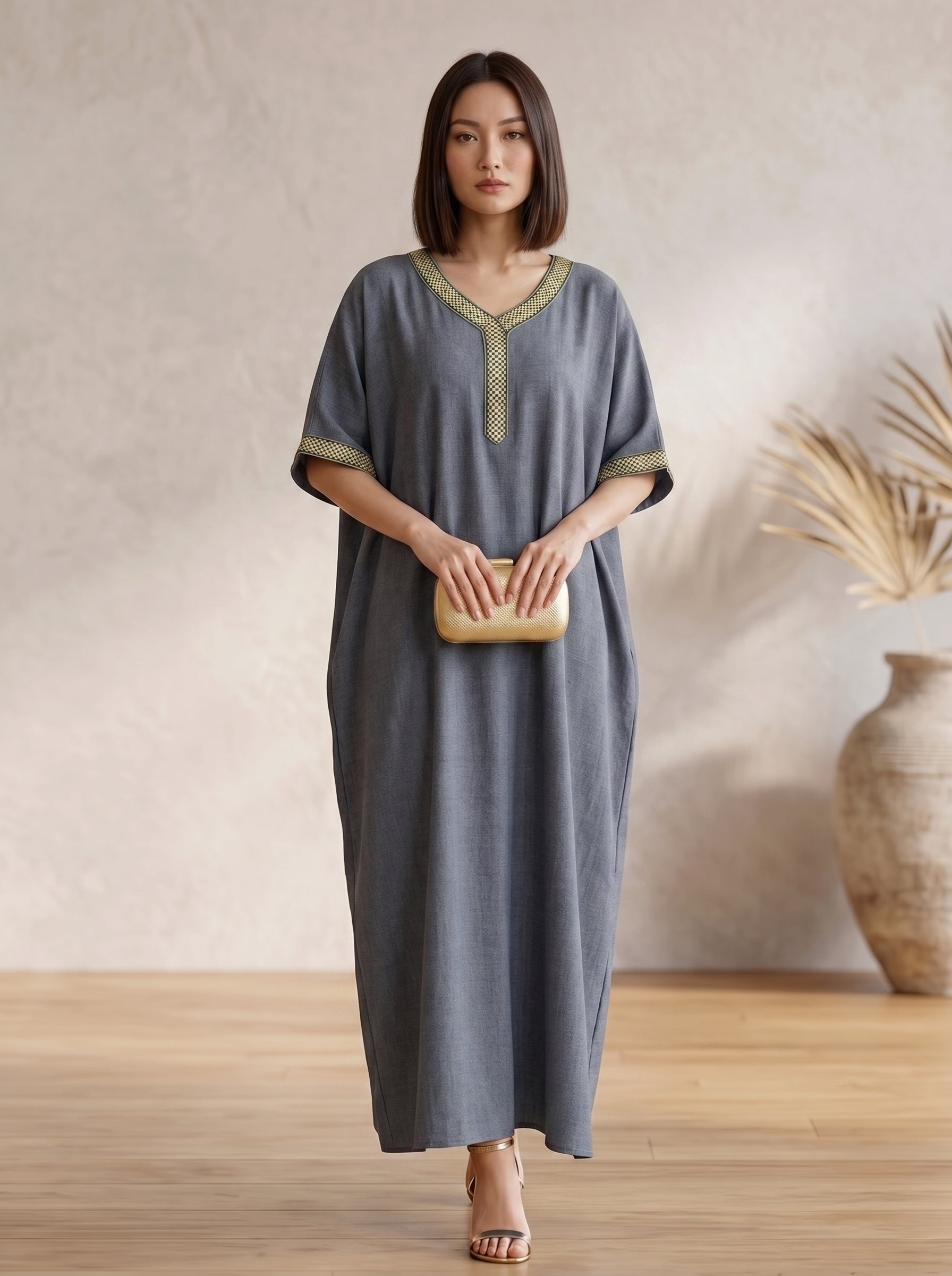 Premium Kaftan V neck on Lace