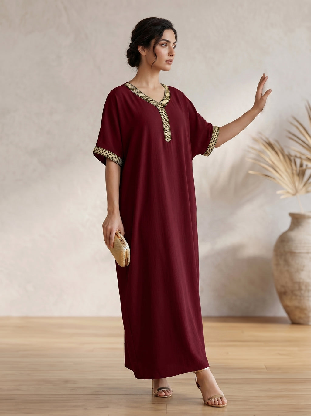 Premium Kaftan V neck on Lace
