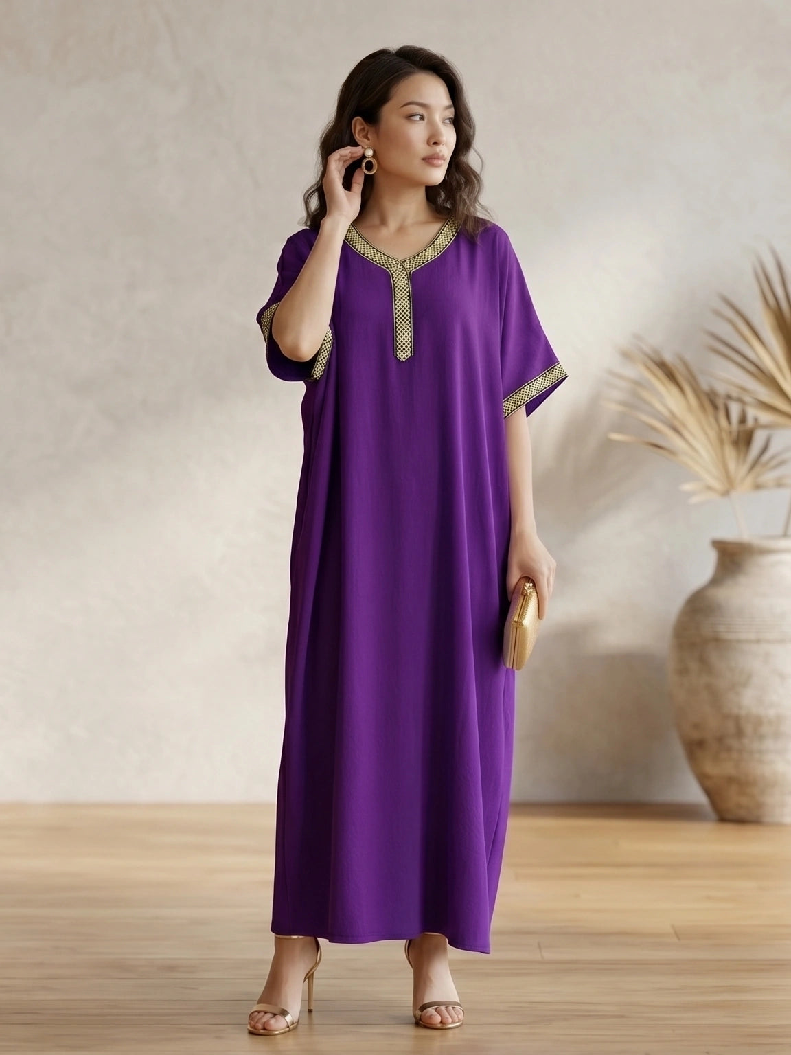 Premium Kaftan V neck on Lace