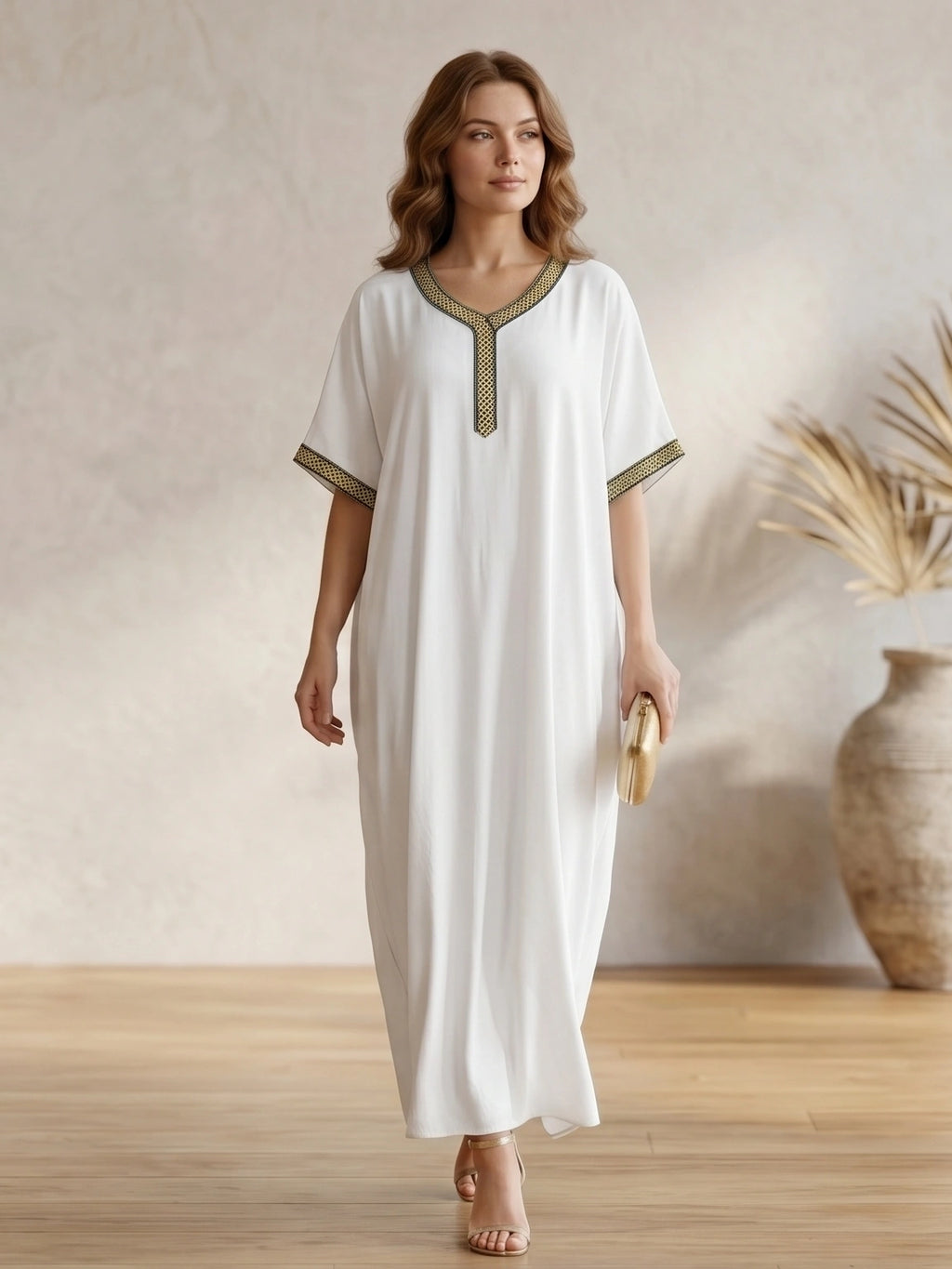 Premium Kaftan V neck on Lace