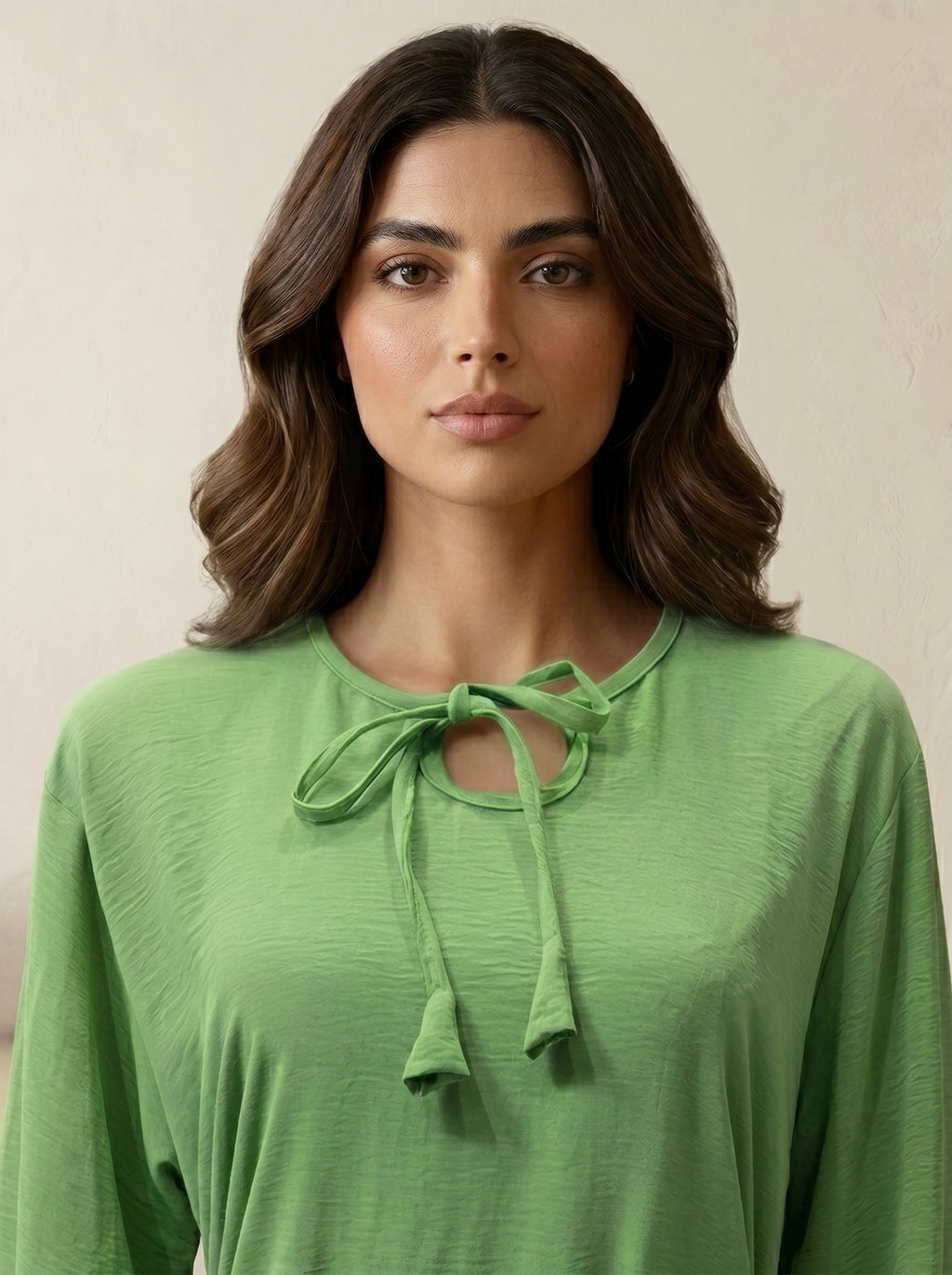 Tie-Neck Tassel Tunic Top