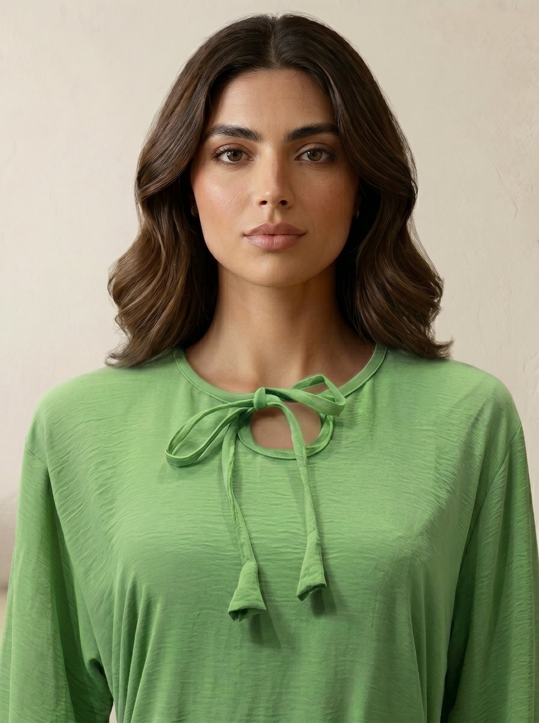 Tie-Neck Tassel Tunic Top